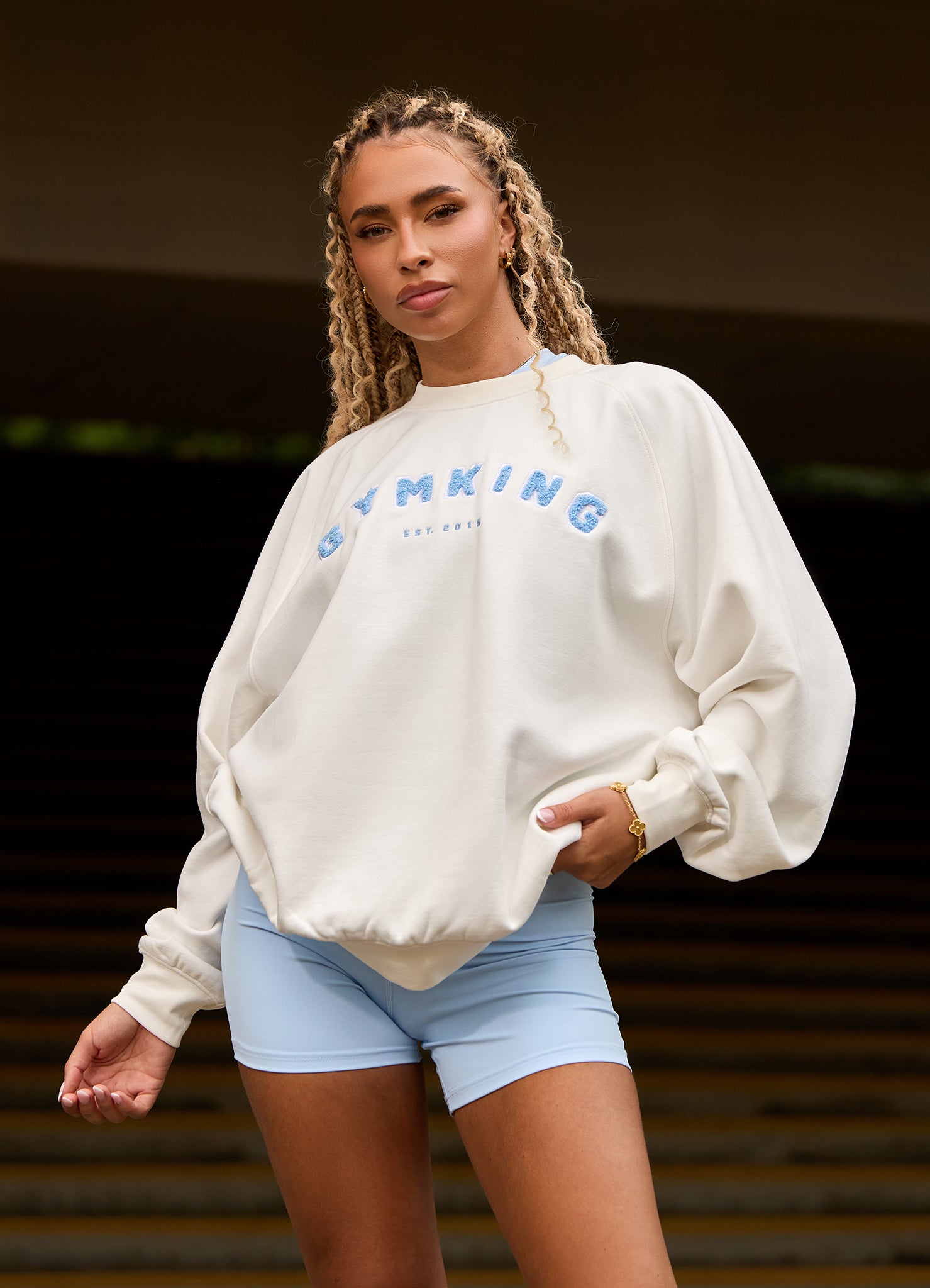 Gym King Shadow Oversized Crew - Cream