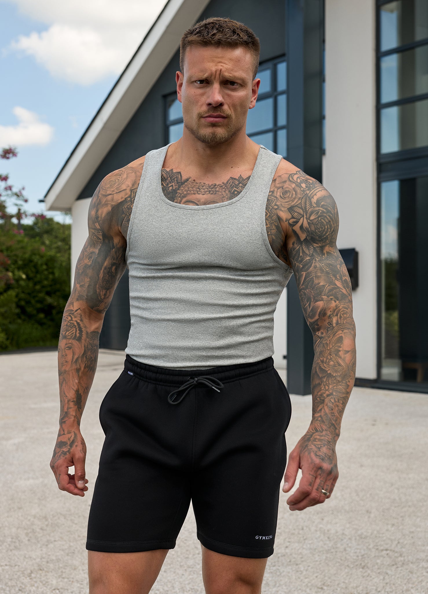 Gym King Fundamental Rib Vest - Grey Marl