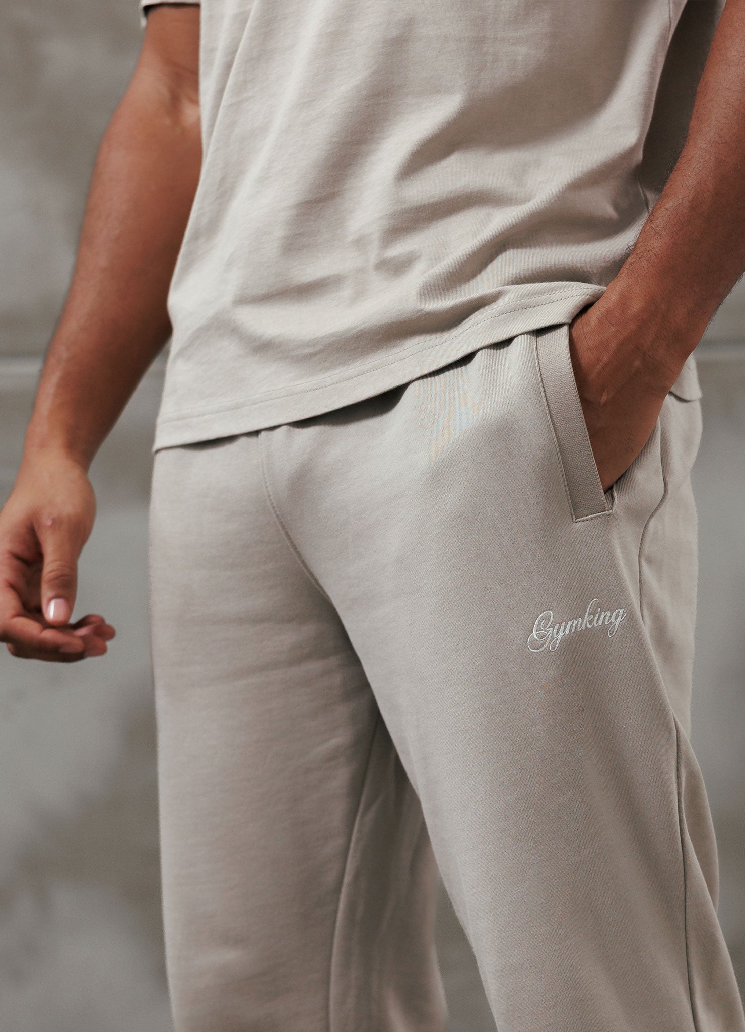 Gym King Script Relaxed Fit Jogger - Light Sand