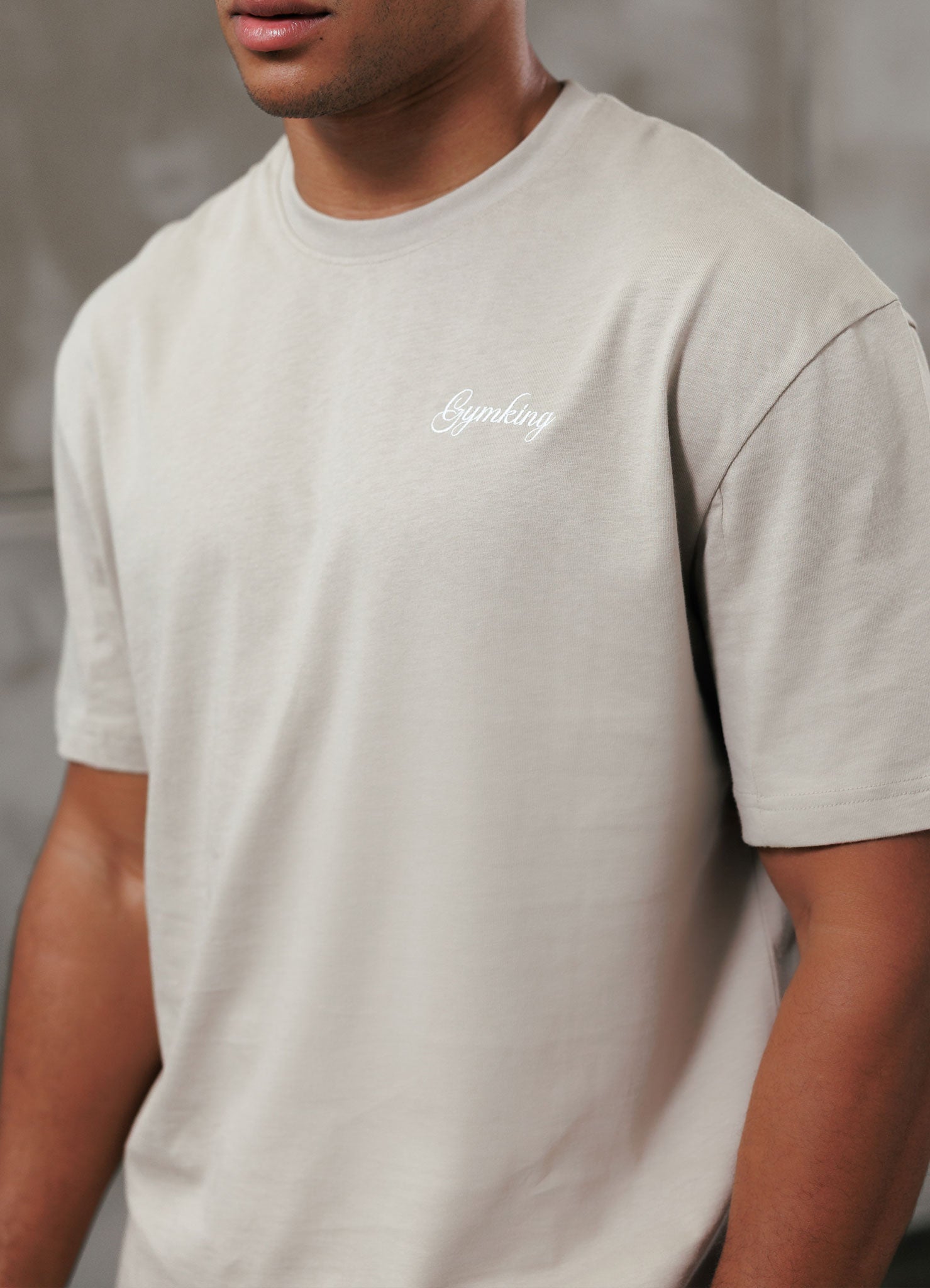 Gym King Script Relaxed Fit Tee - Light Sand
