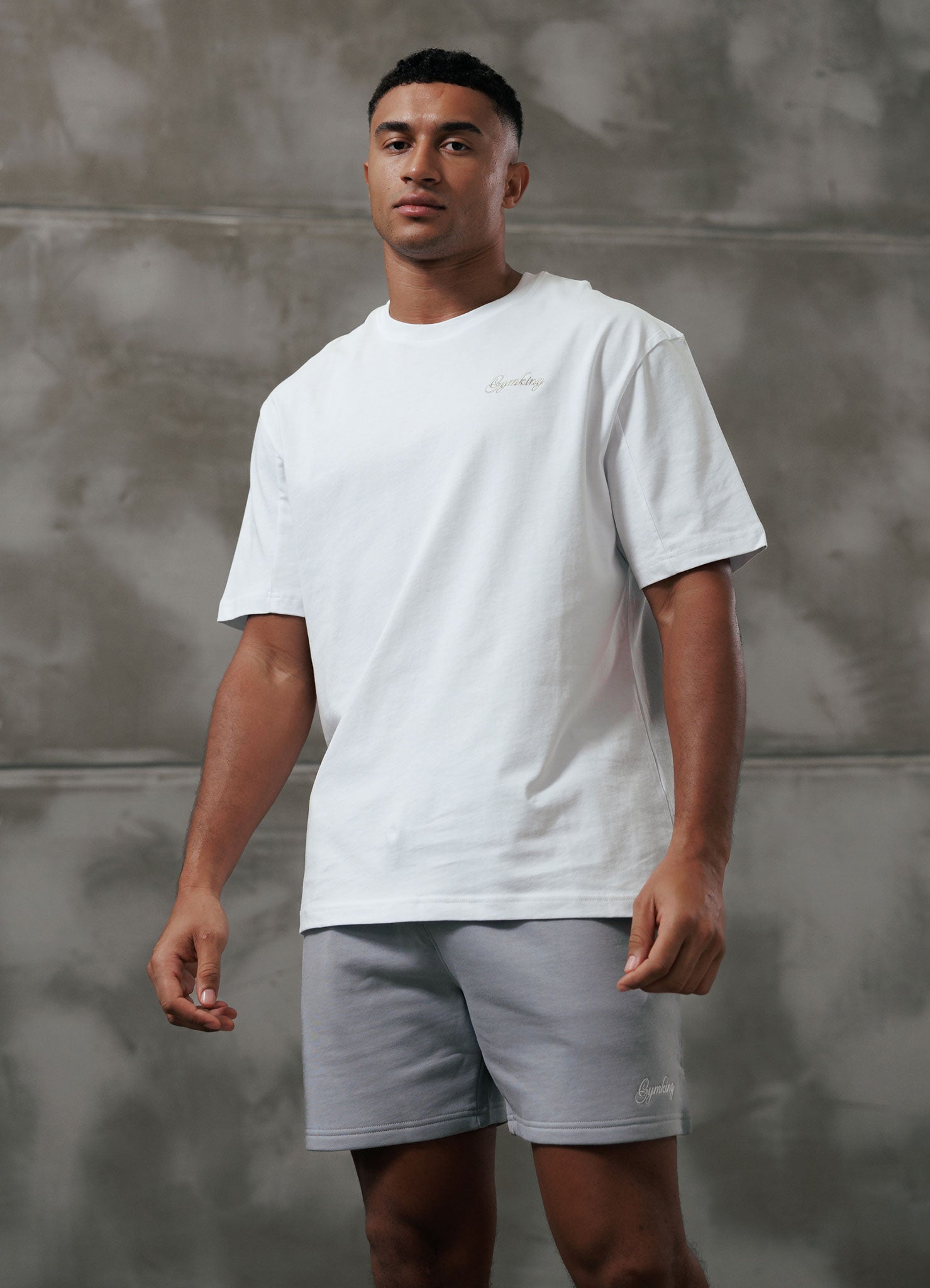 Gym King Script Relaxed Fit Tee - White