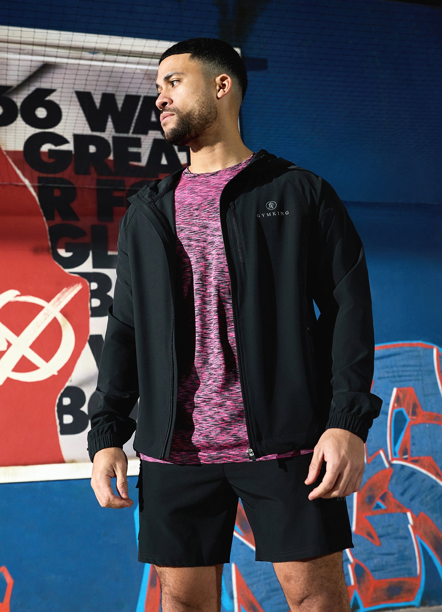 Gym King Seamless Space Dye Tee - Black/Pink