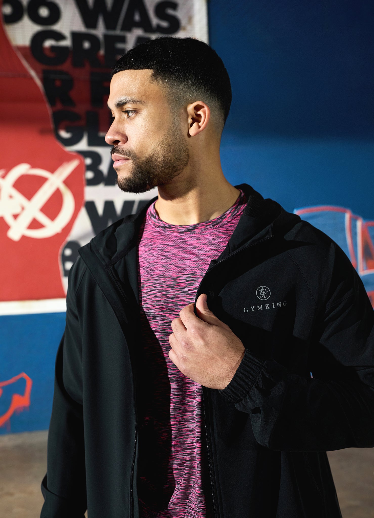 Gym King Seamless Space Dye Tee - Black/Pink