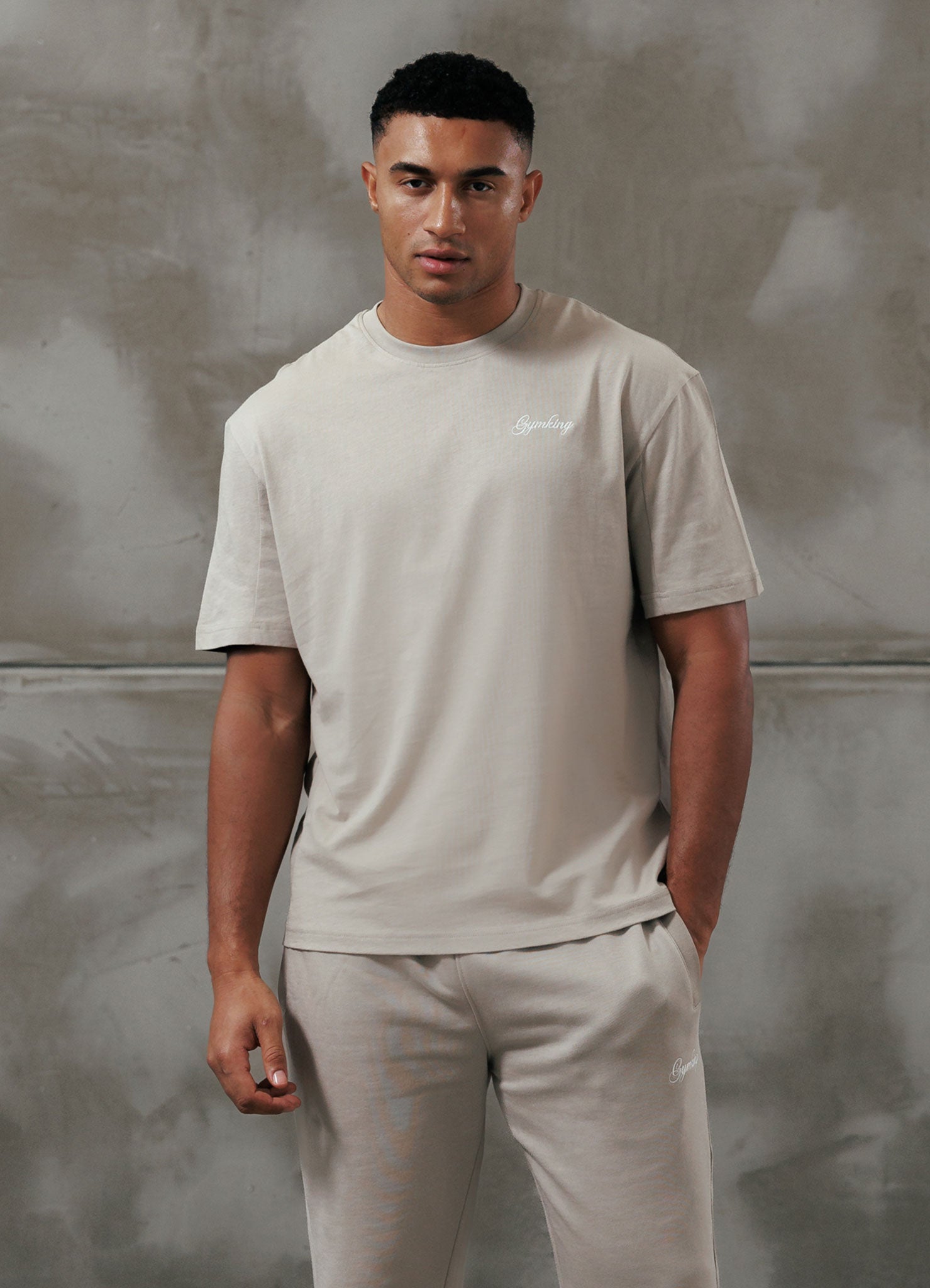 Gym King Script Relaxed Fit Tee - Light Sand