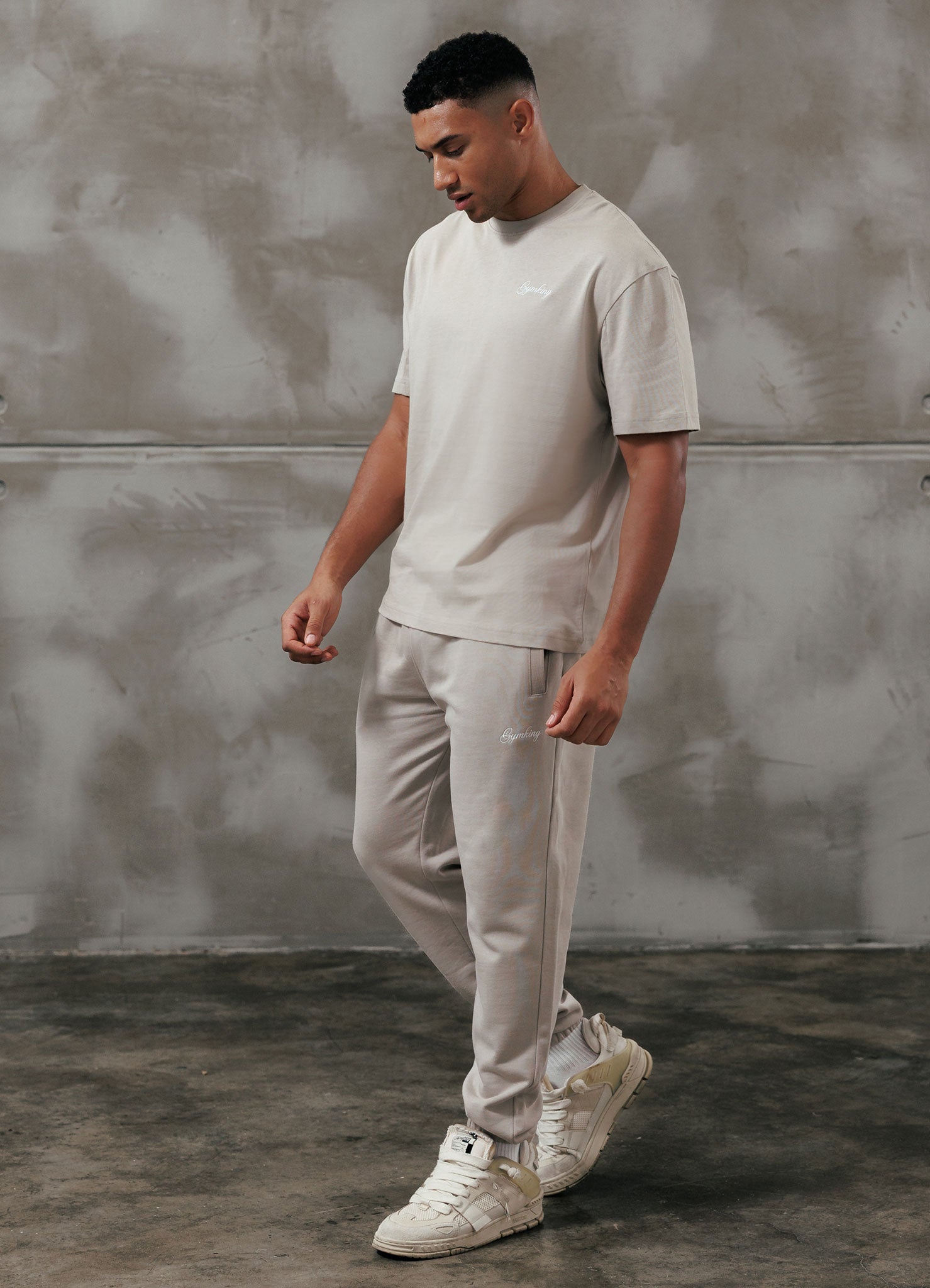 Gym King Script Relaxed Fit Jogger - Light Sand