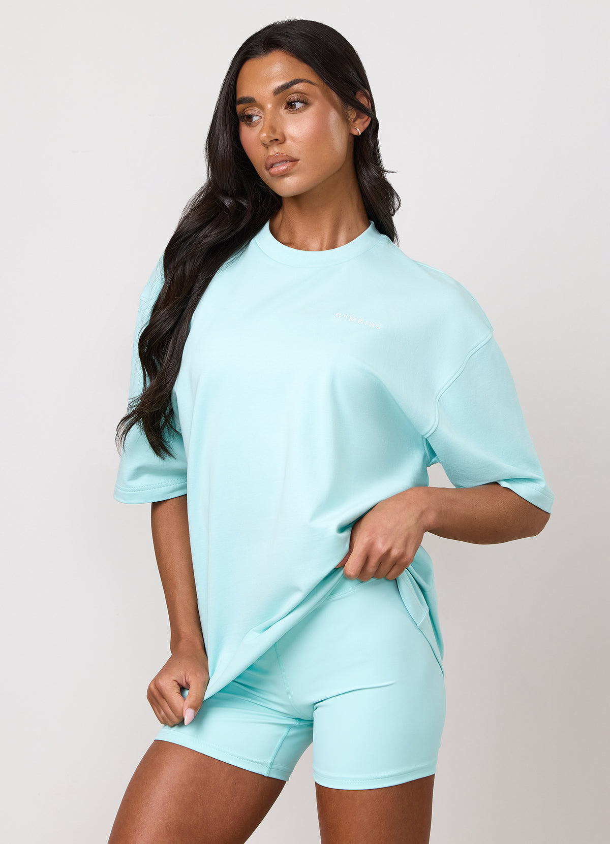 Gym King 365 Micro Loopback Boxy T-Shirt - Pale Turquoise