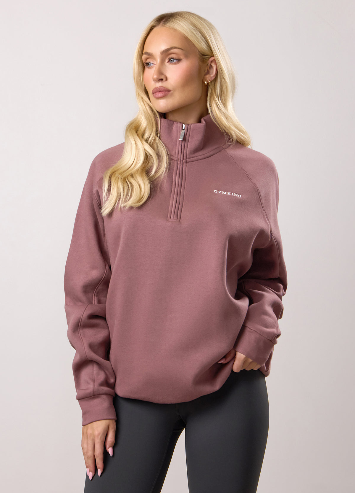 Gym King 365 Raglan Sleeve Fleece Funnel - Brown Plum