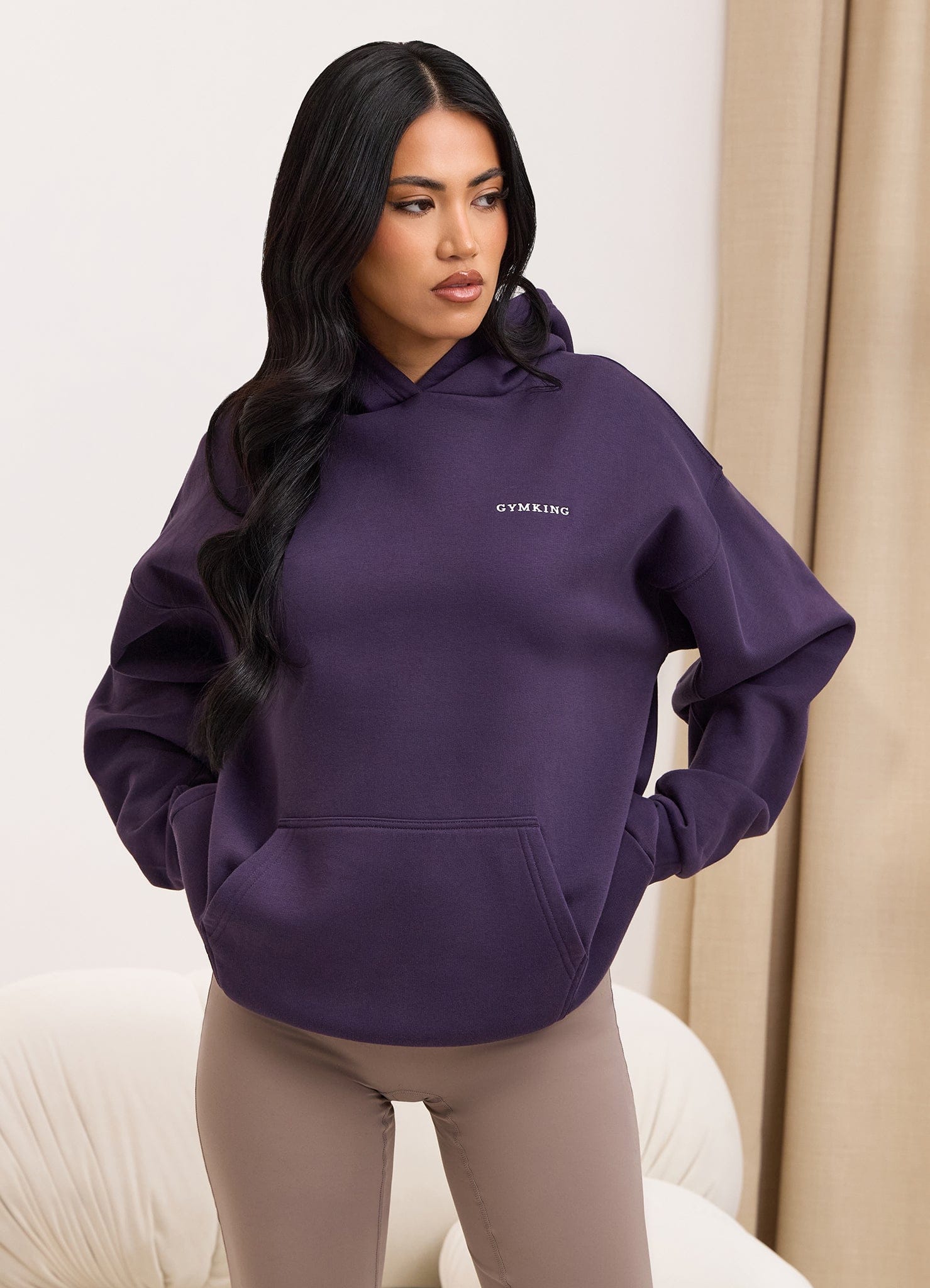 Gym King 365 Relaxed Fit Fleece Hoodie - Aubergine