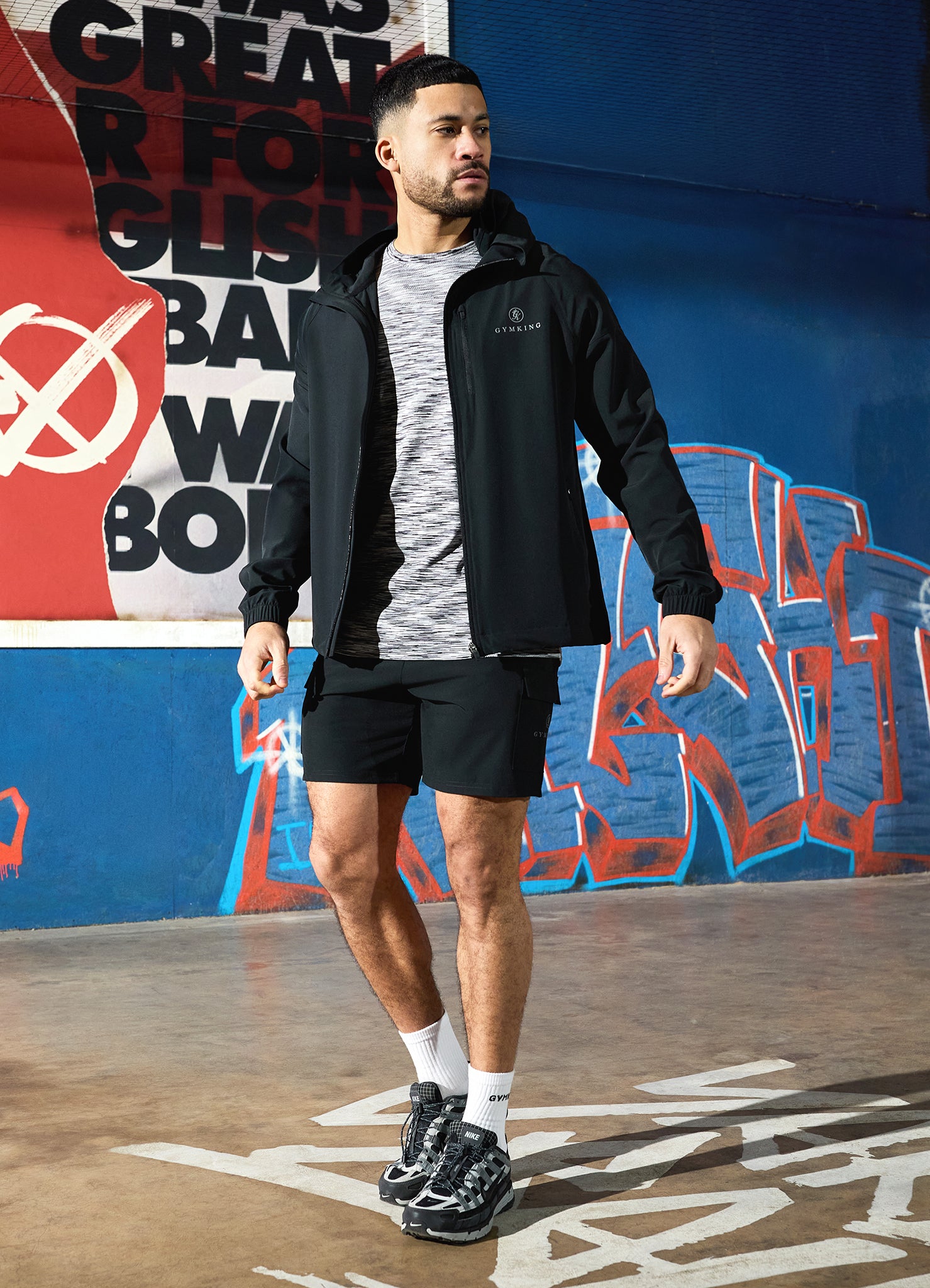 Gym King Seamless Space Dye Tee - Light Grey/Black