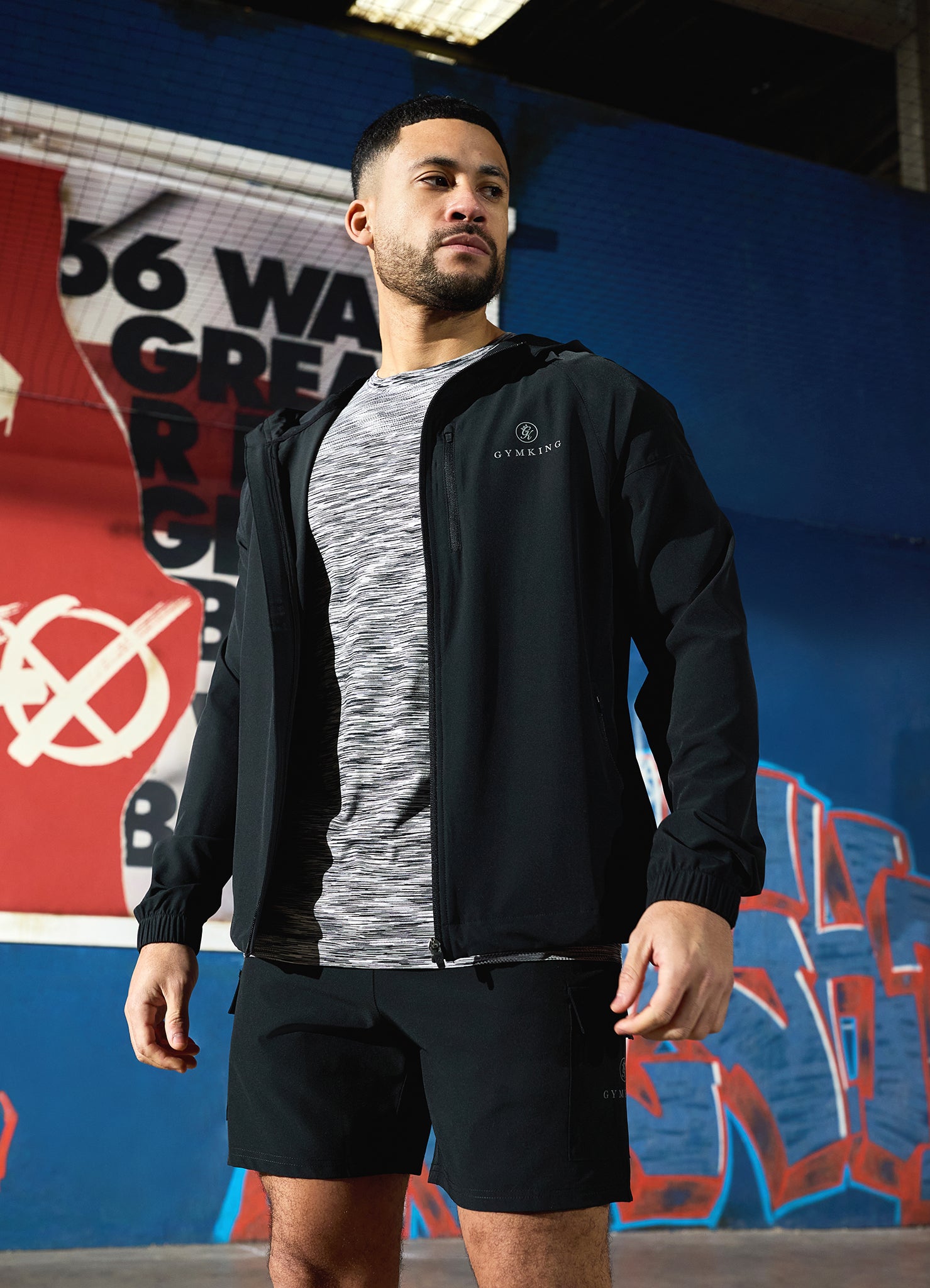 Gym King Seamless Space Dye Tee - Light Grey/Black