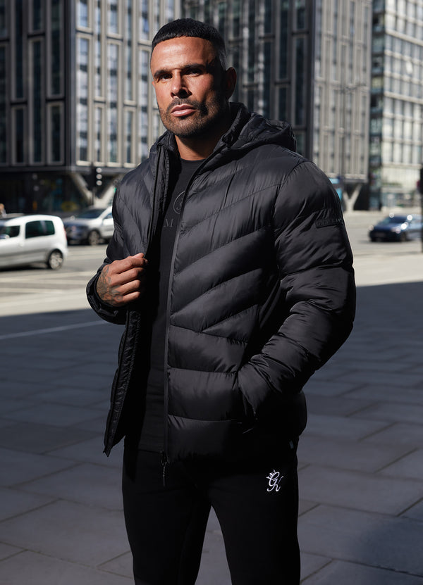 Gym King Vertex Panelled Puffer Jacket - Black