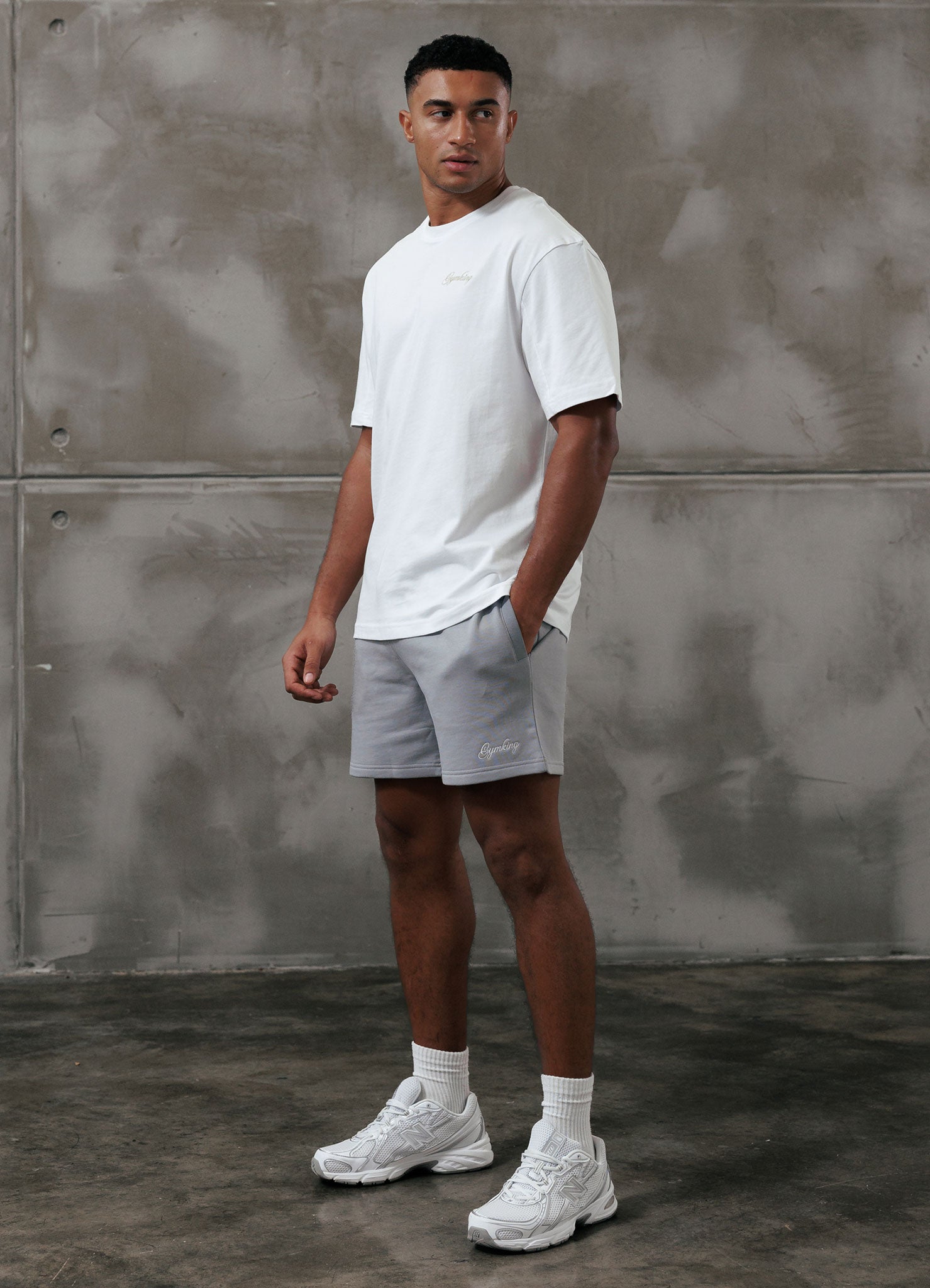 Gym King Script Relaxed Fit Tee - White