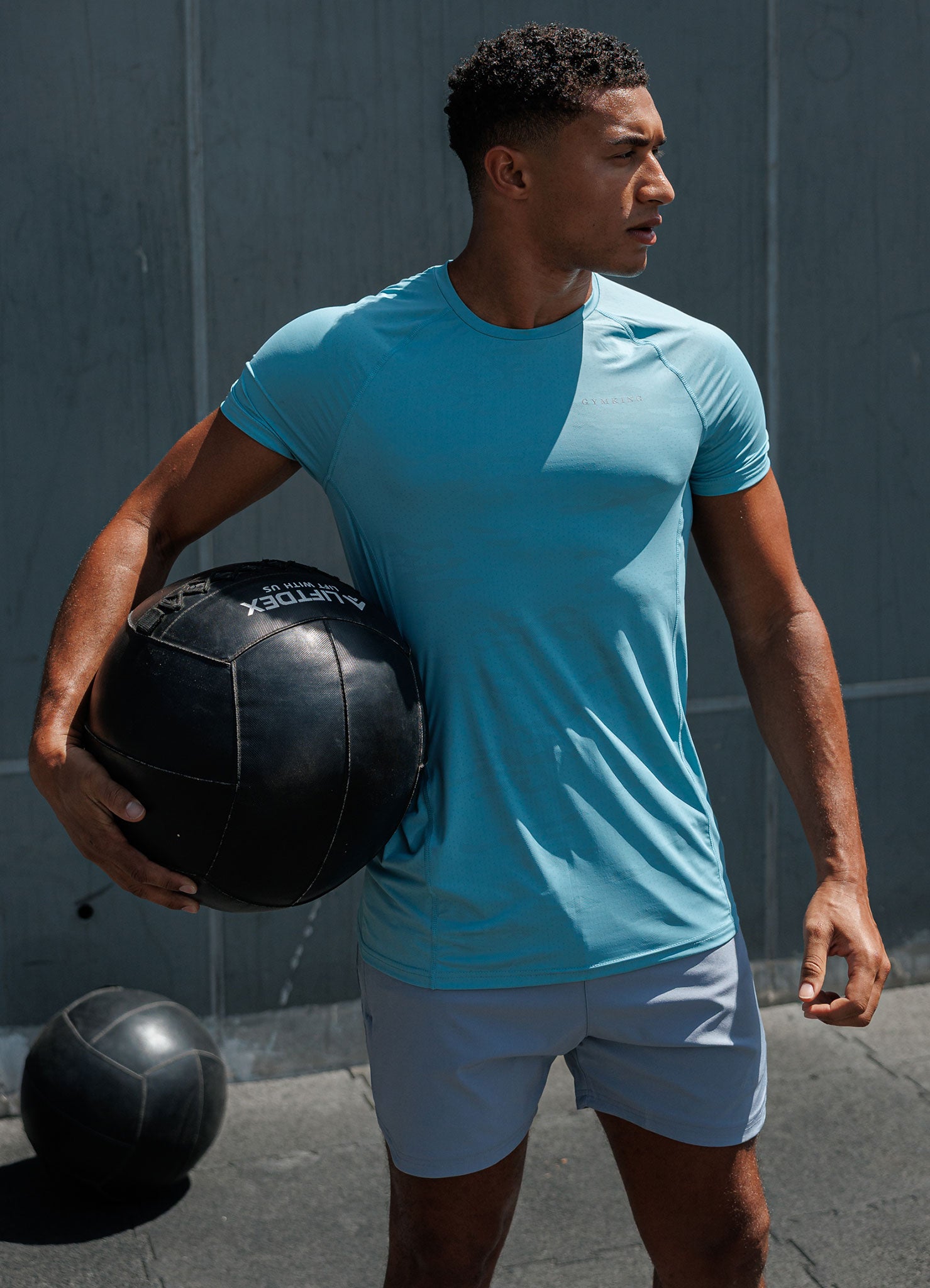 Gym King Focus Camo Knit Tee - Aquatic Blue