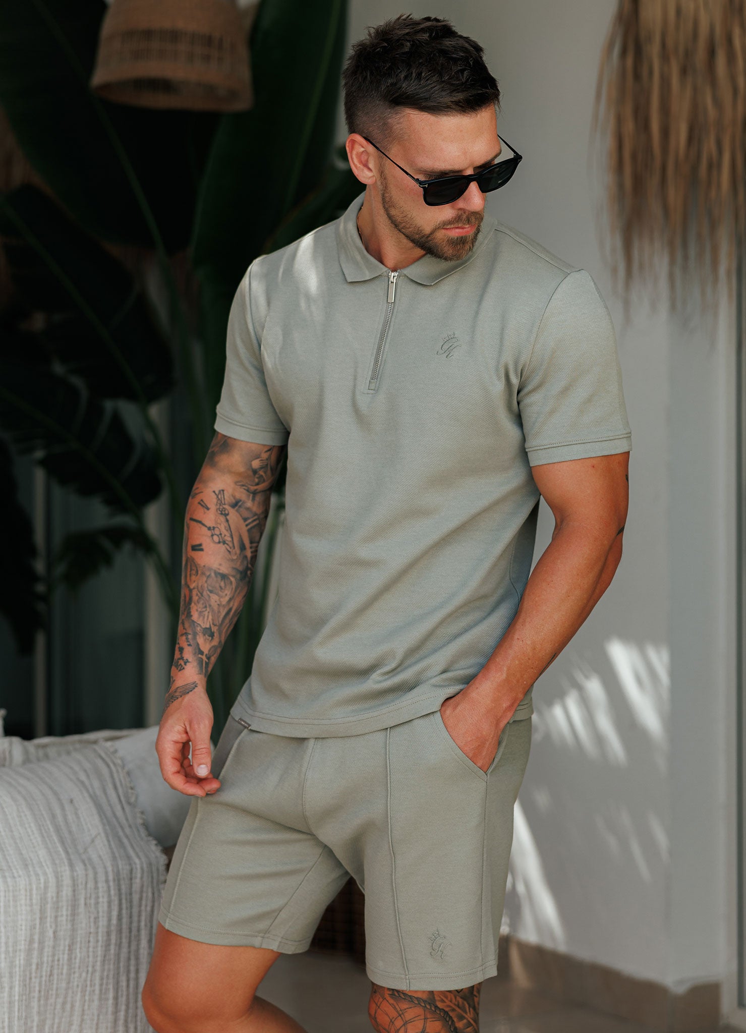 Gym King Portals Texture Polo - Soft Khaki