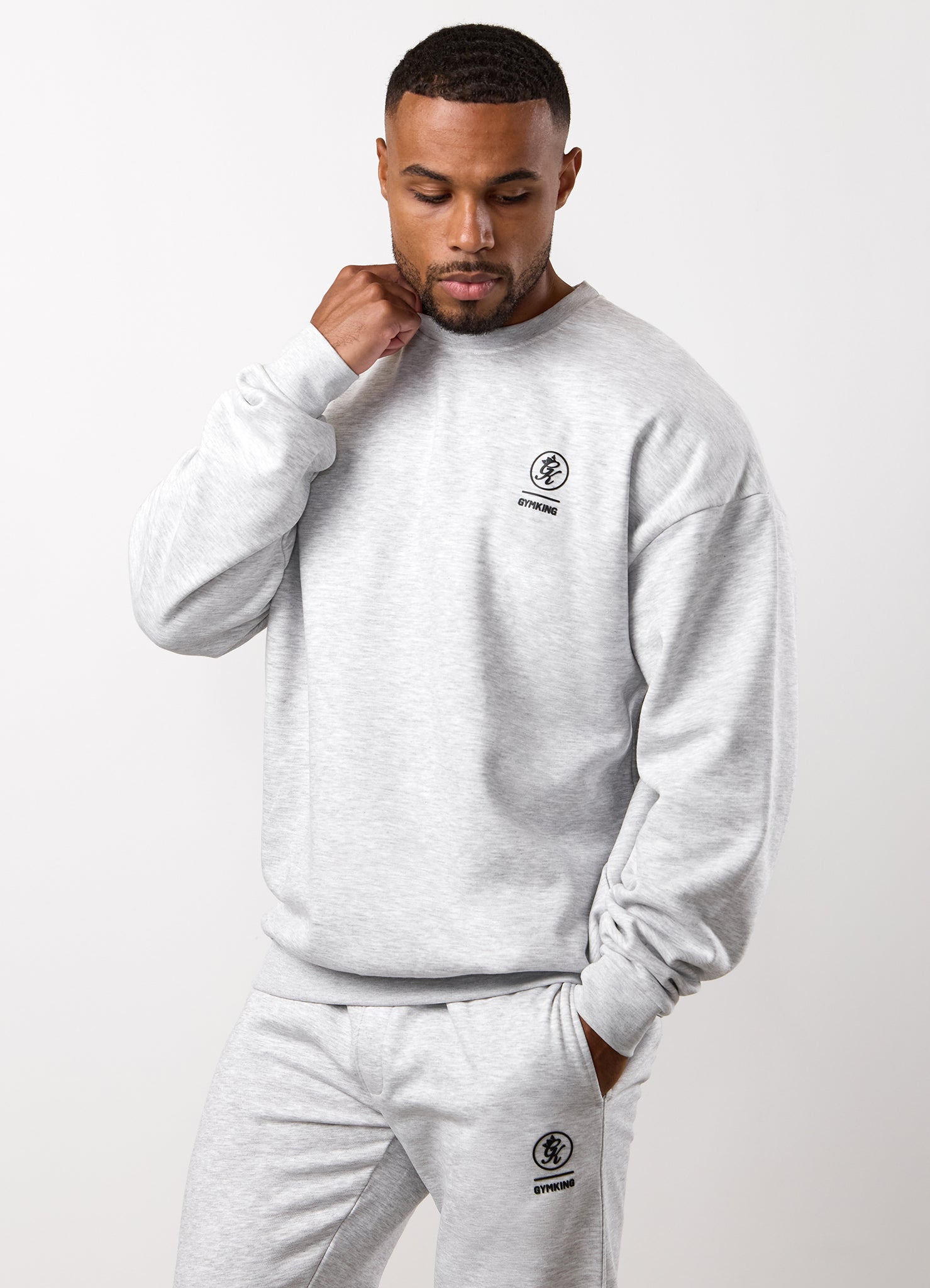 Gym King Aventus Fleece Crew - Snow Marl