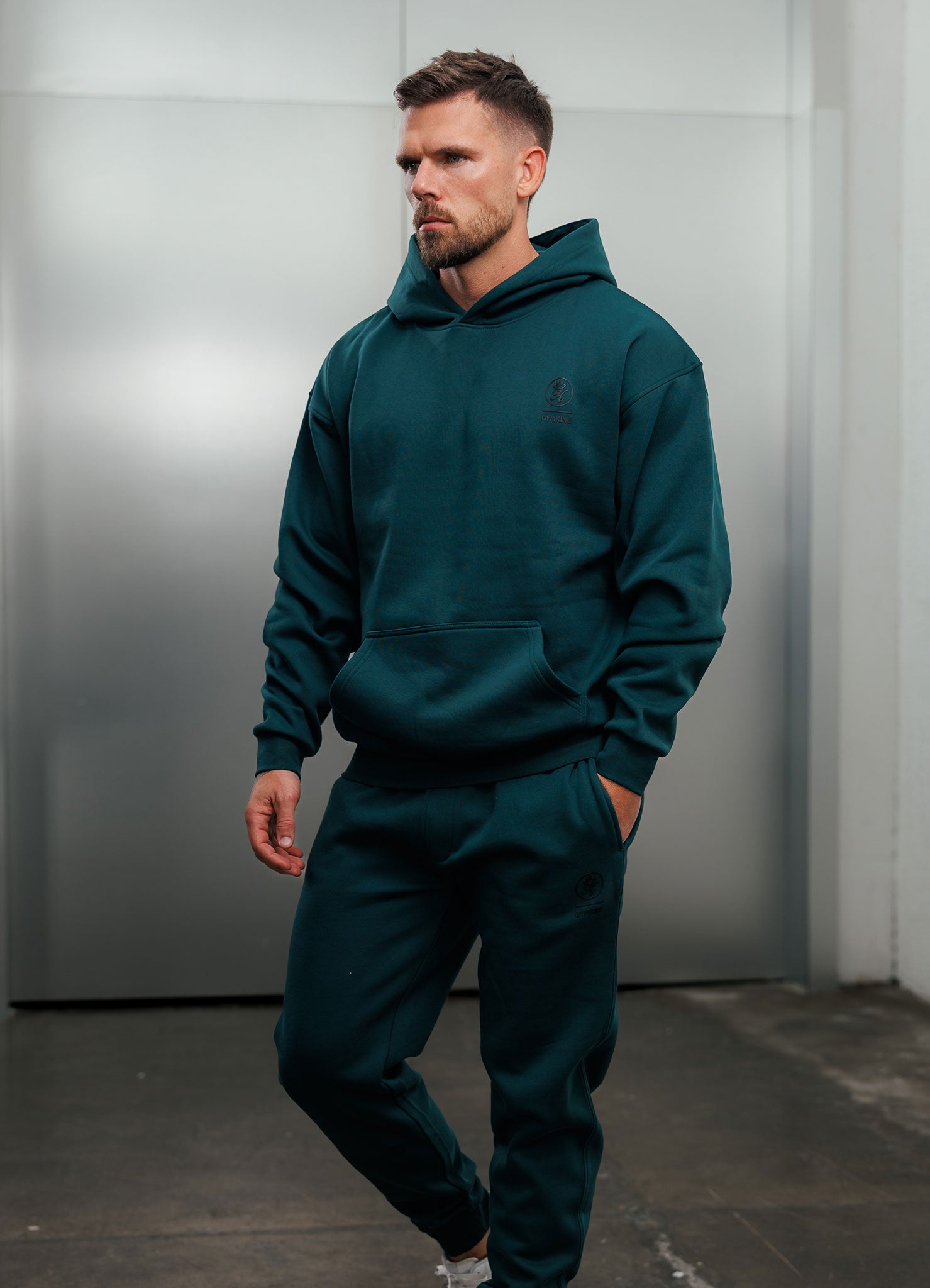 Gym King Aventus Fleece Hood - Deep Forest Green