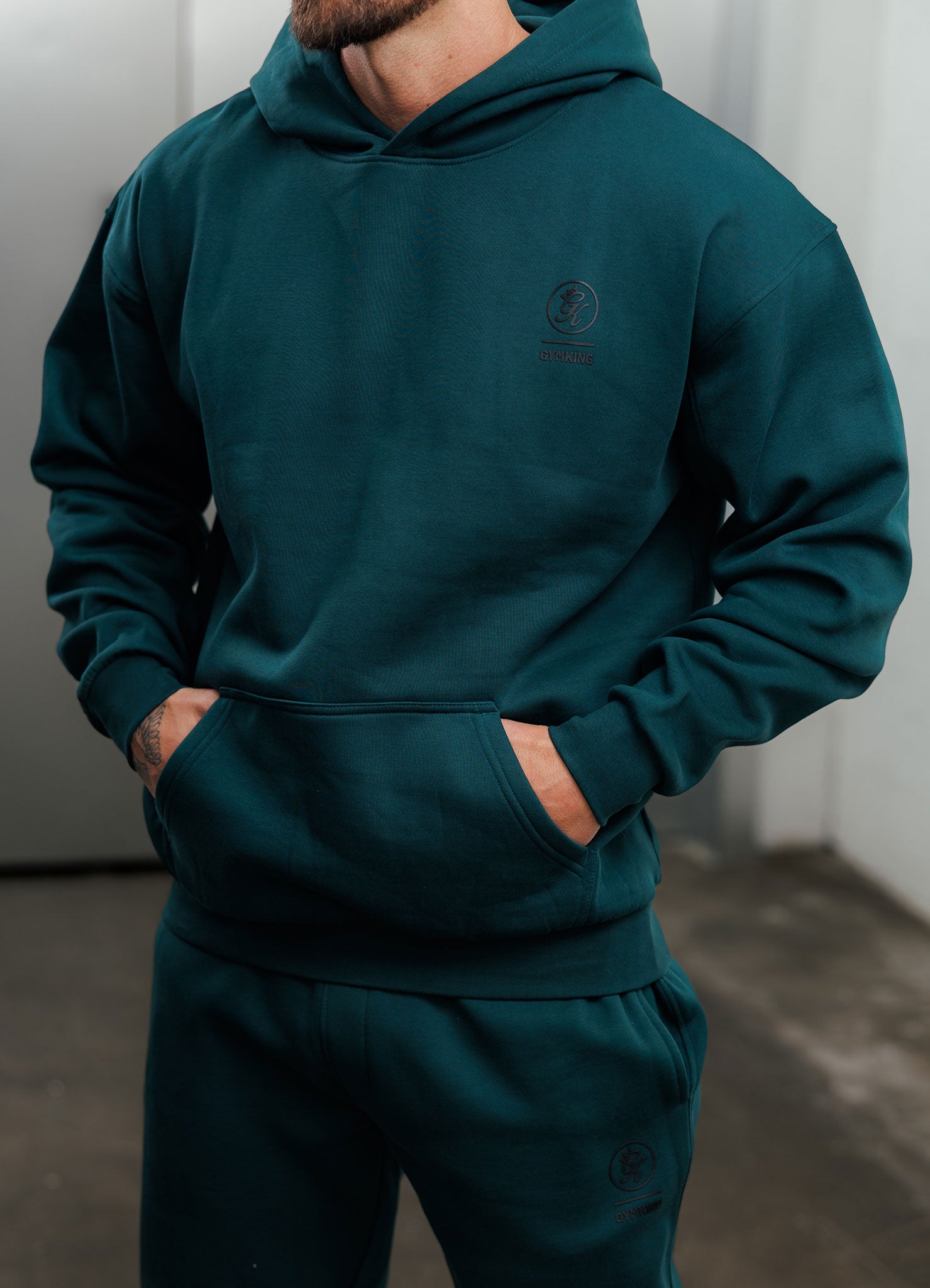Gym King Aventus Fleece Hood - Deep Forest Green