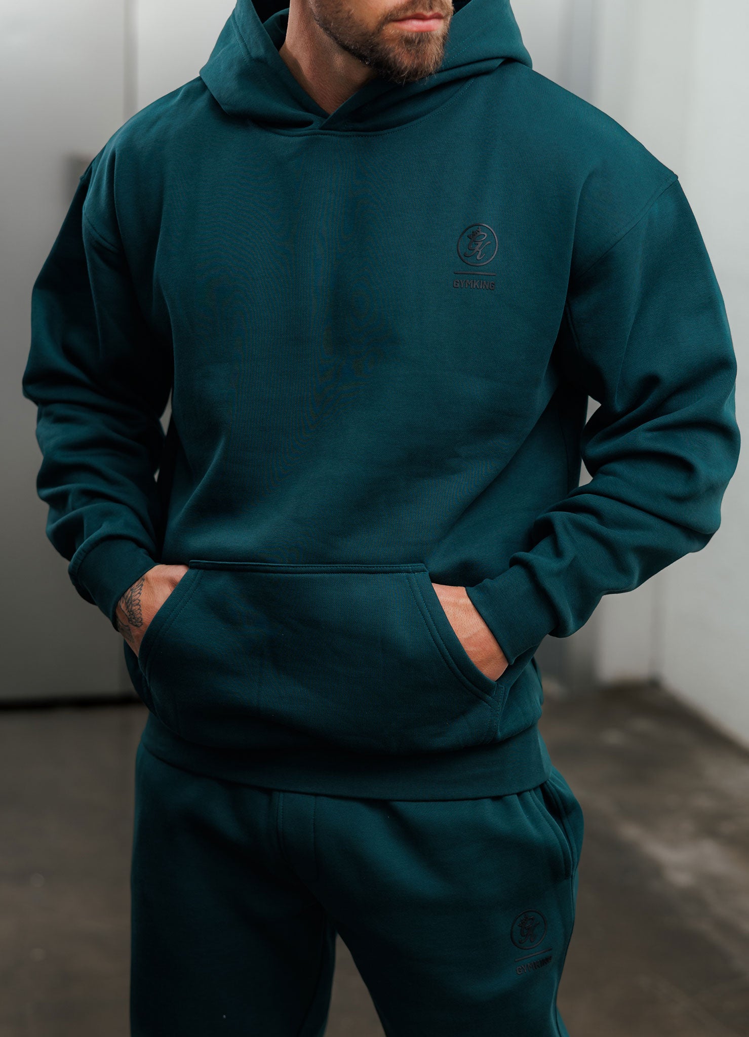 Gym King Aventus Fleece Hood - Deep Forest Green