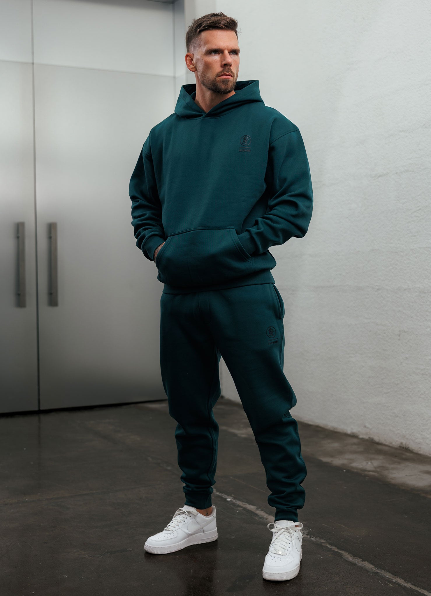 Gym King Aventus Fleece Hood - Deep Forest Green