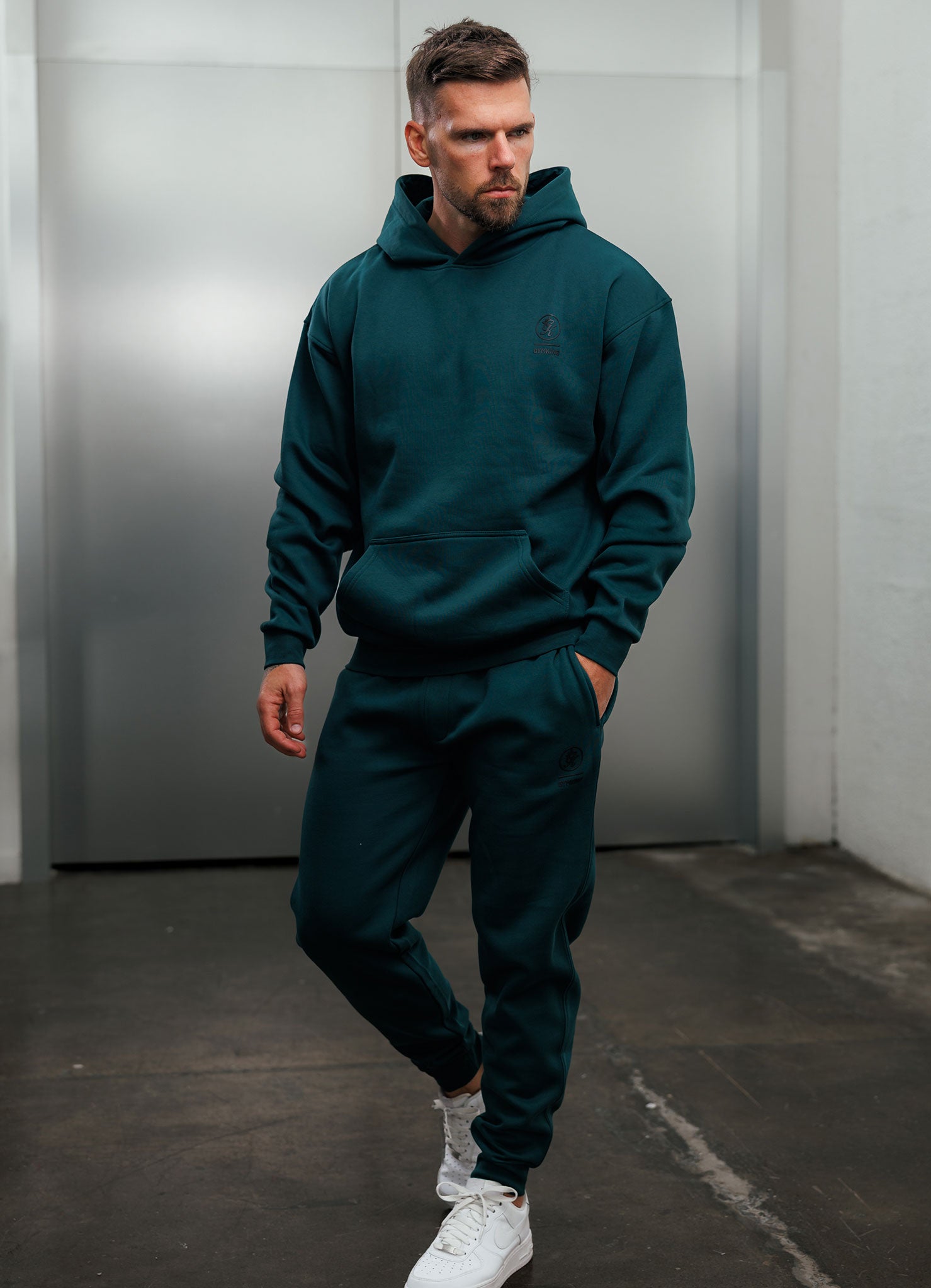 Gym King Aventus Fleece Hood - Deep Forest Green