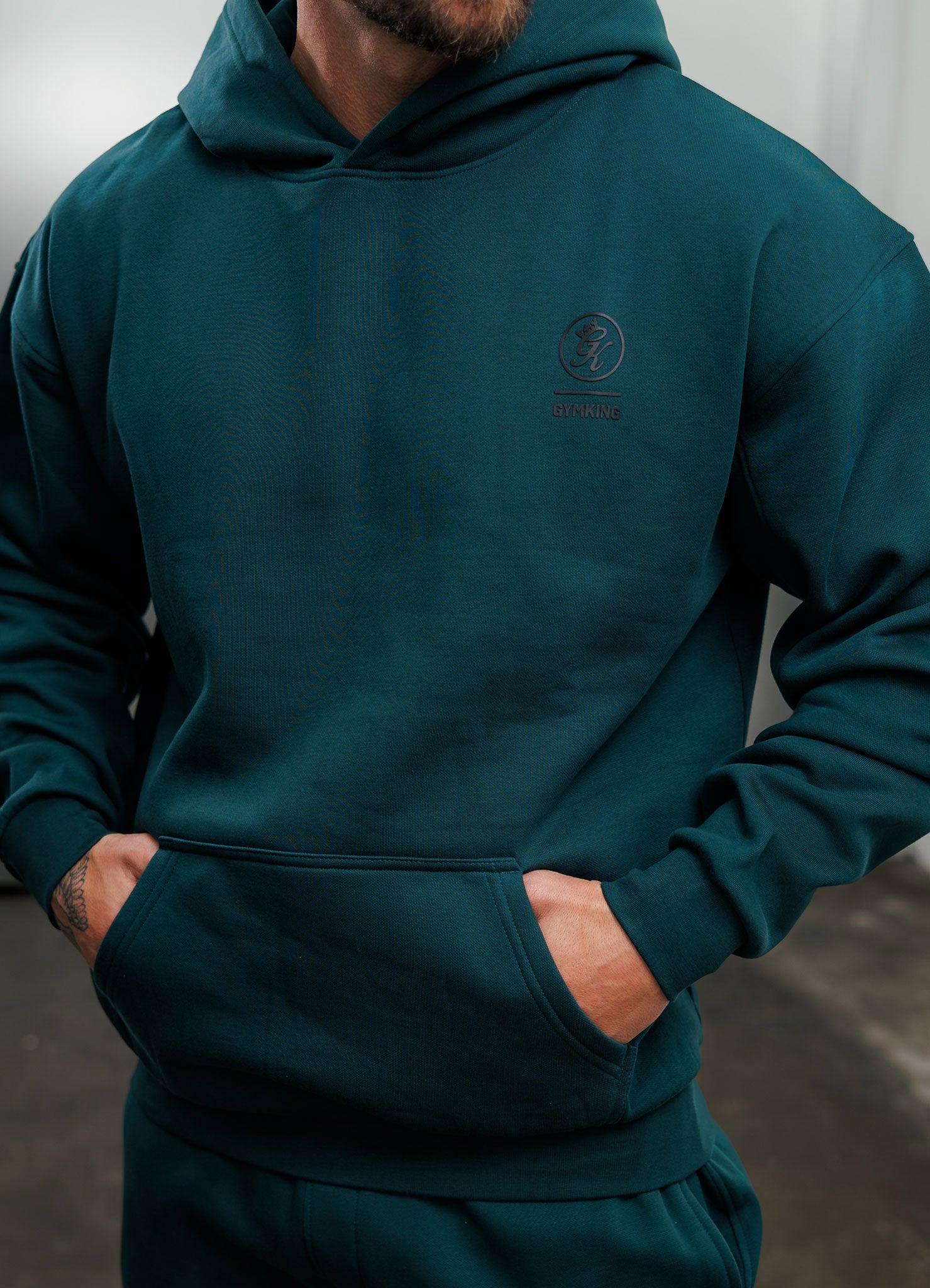 Gym King Aventus Fleece Hood - Deep Forest Green