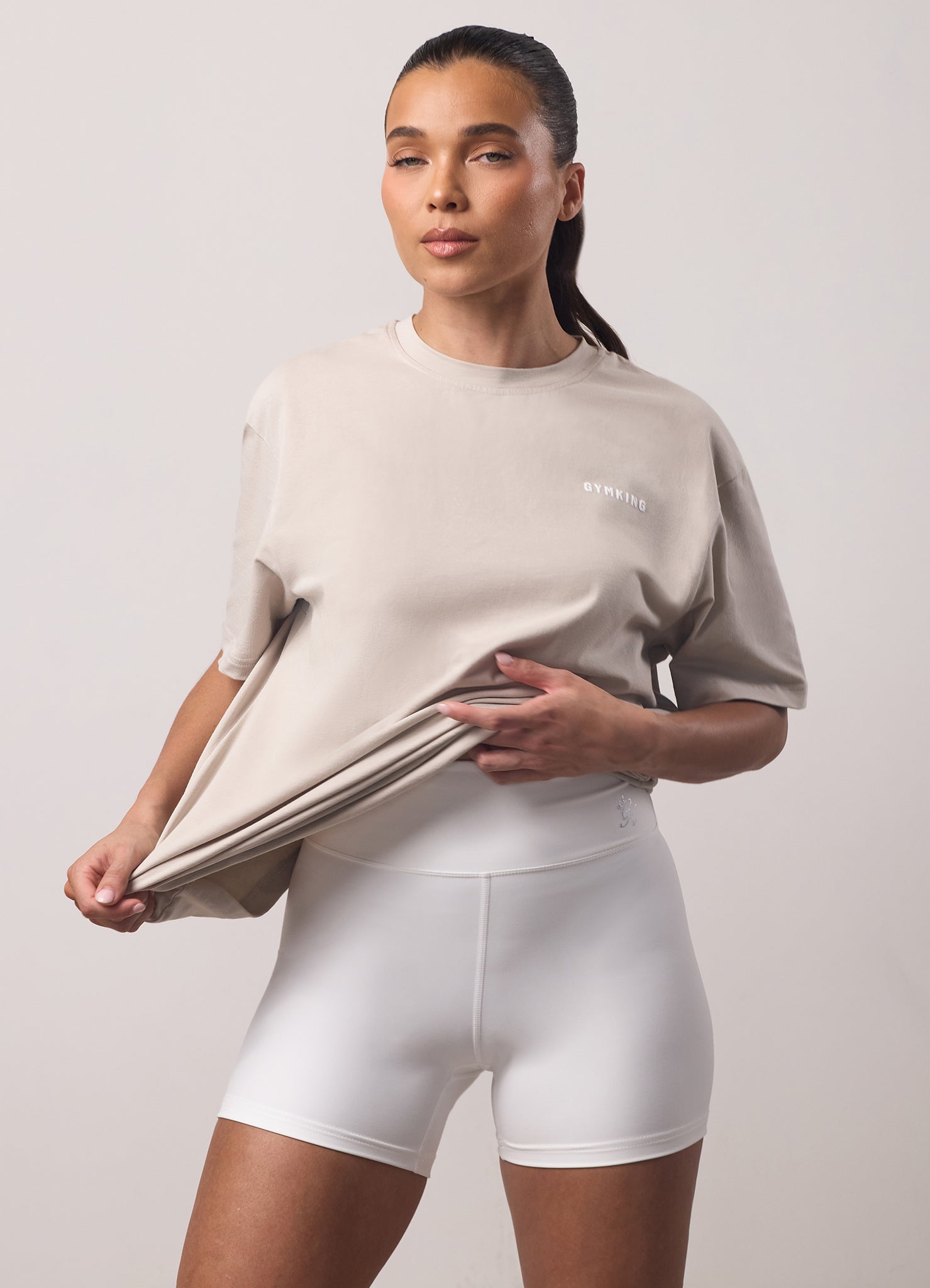 Gym King Challenge Boyfriend Tee - Light Stone