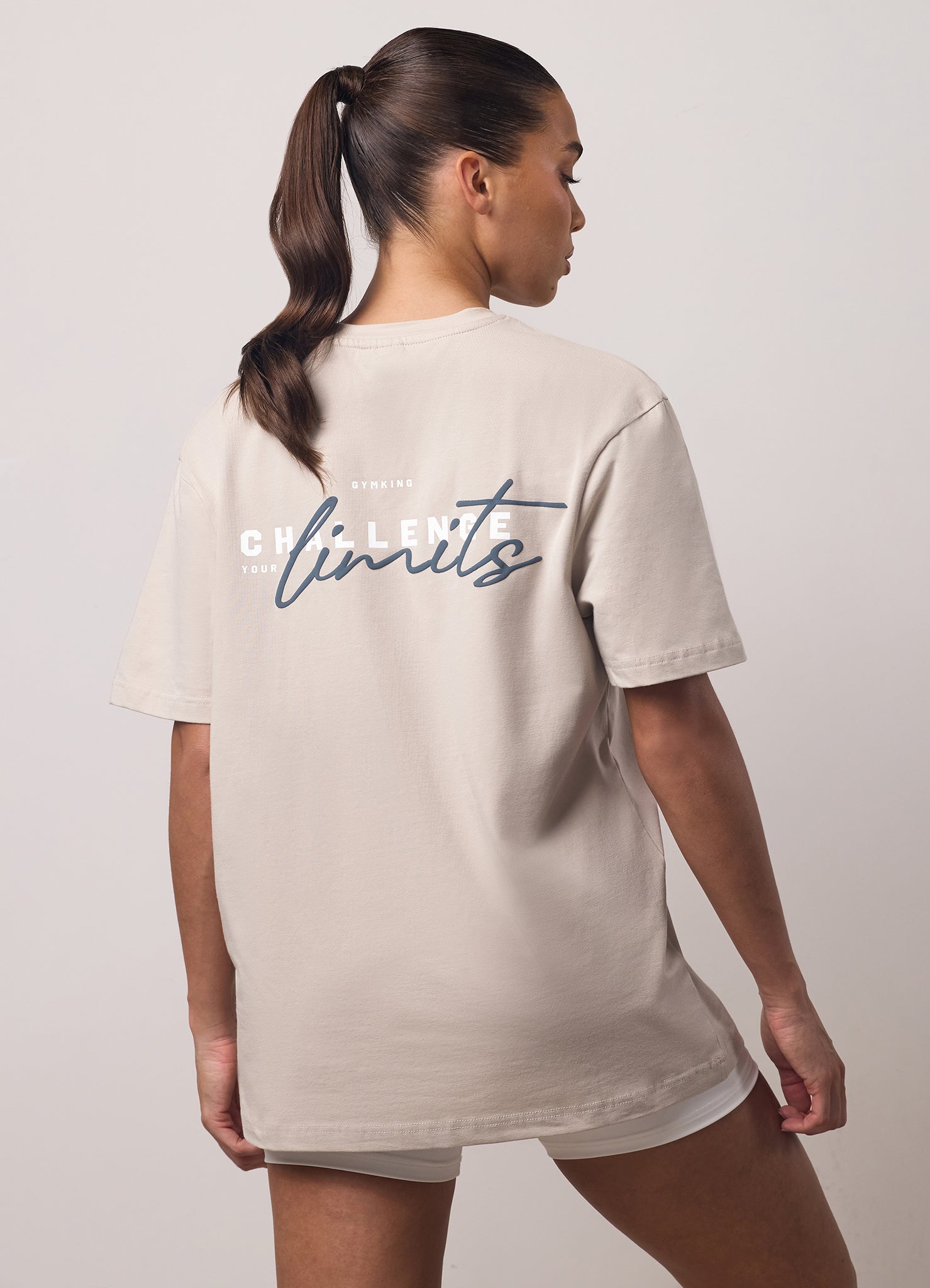 Gym King Challenge Boyfriend Tee - Light Stone