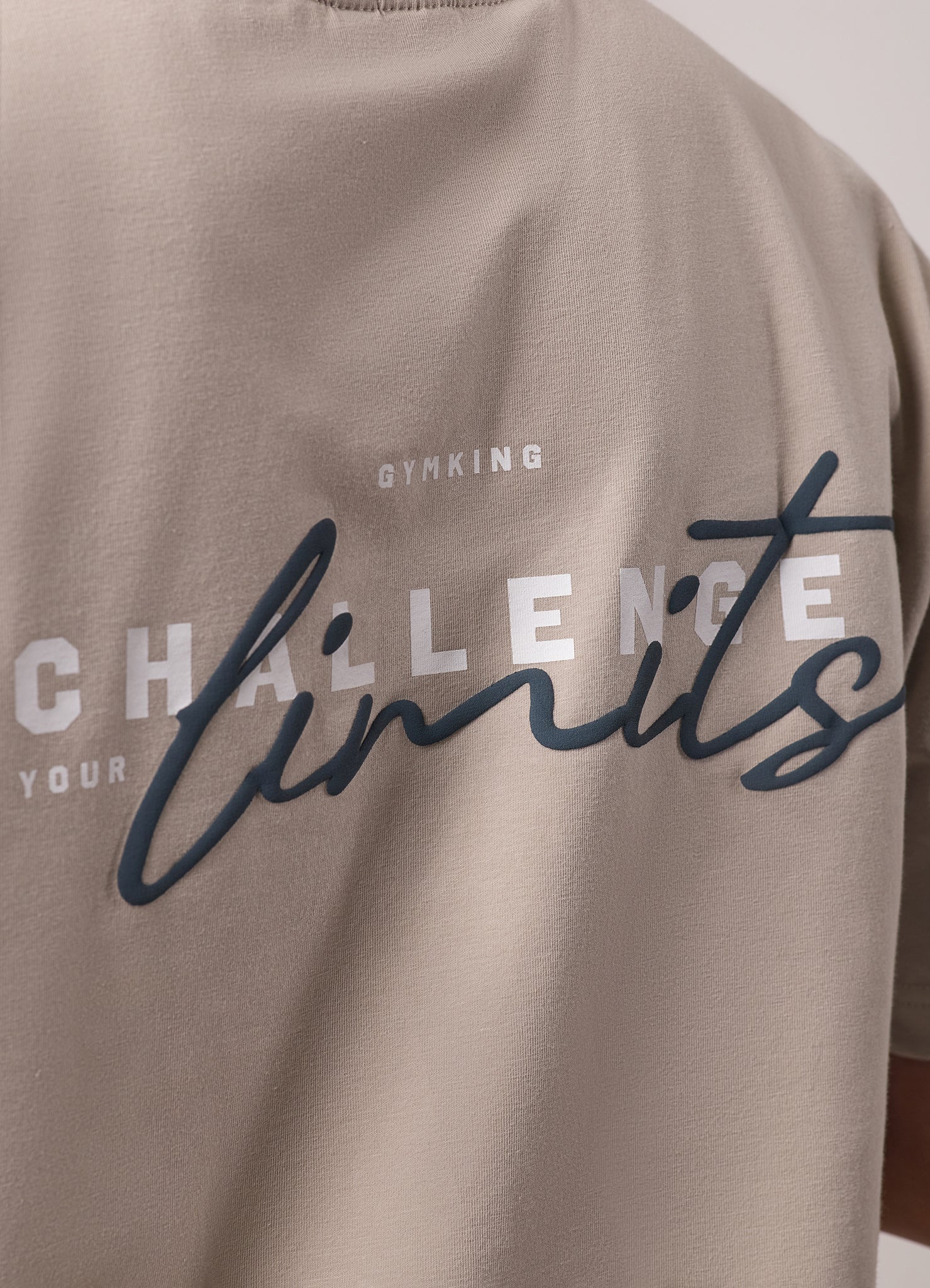 Gym King Challenge Boyfriend Tee - Light Stone