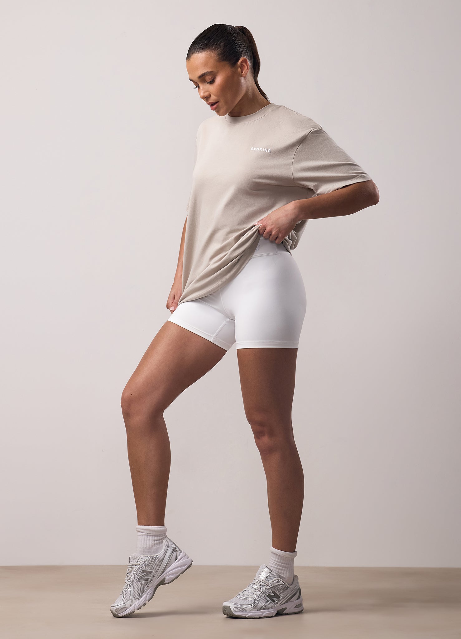 Gym King Challenge Boyfriend Tee - Light Stone