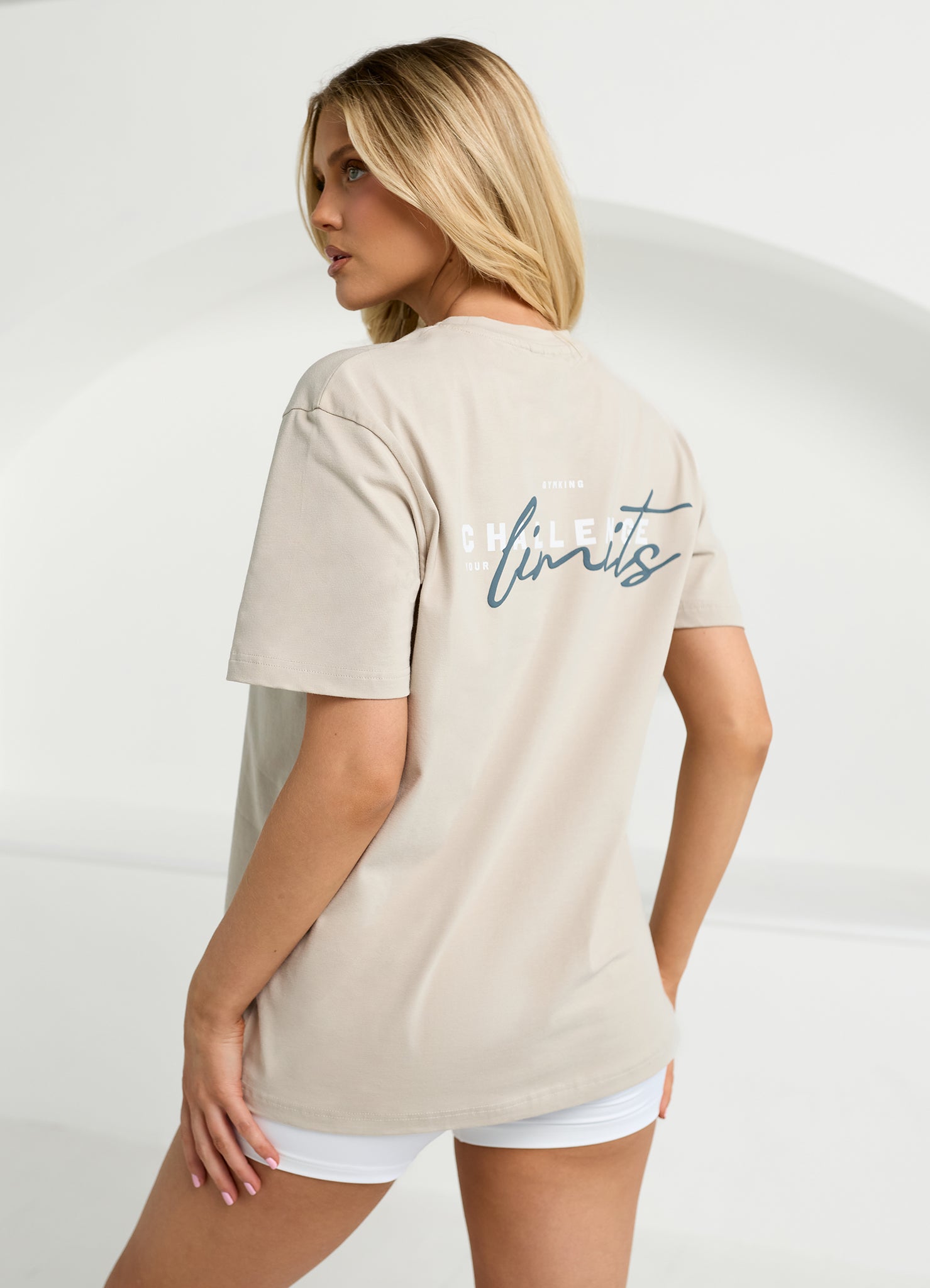 Gym King Challenge Boyfriend Tee - Light Stone