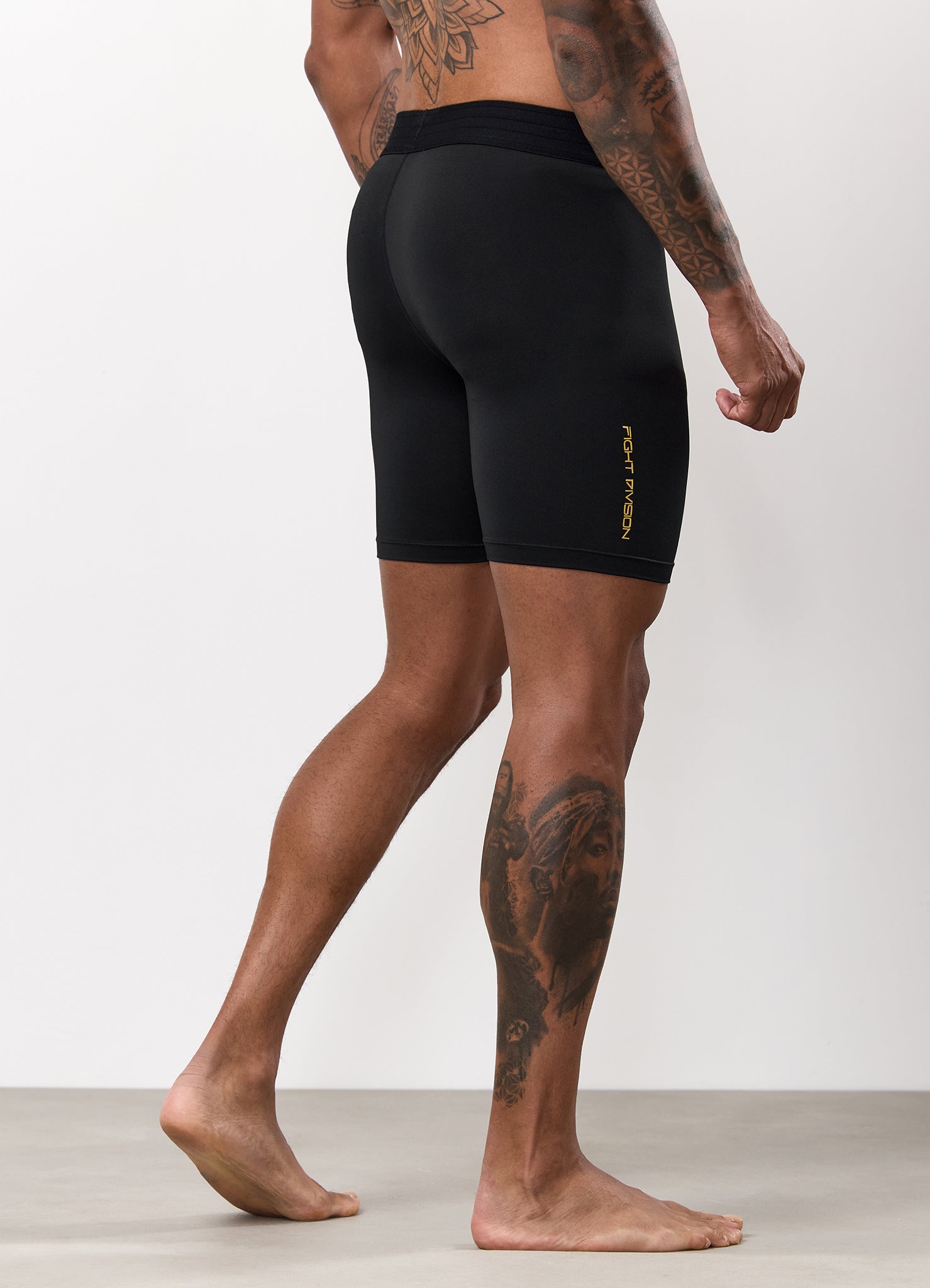 Gym King Fight Division Combat Compression Short - Black
