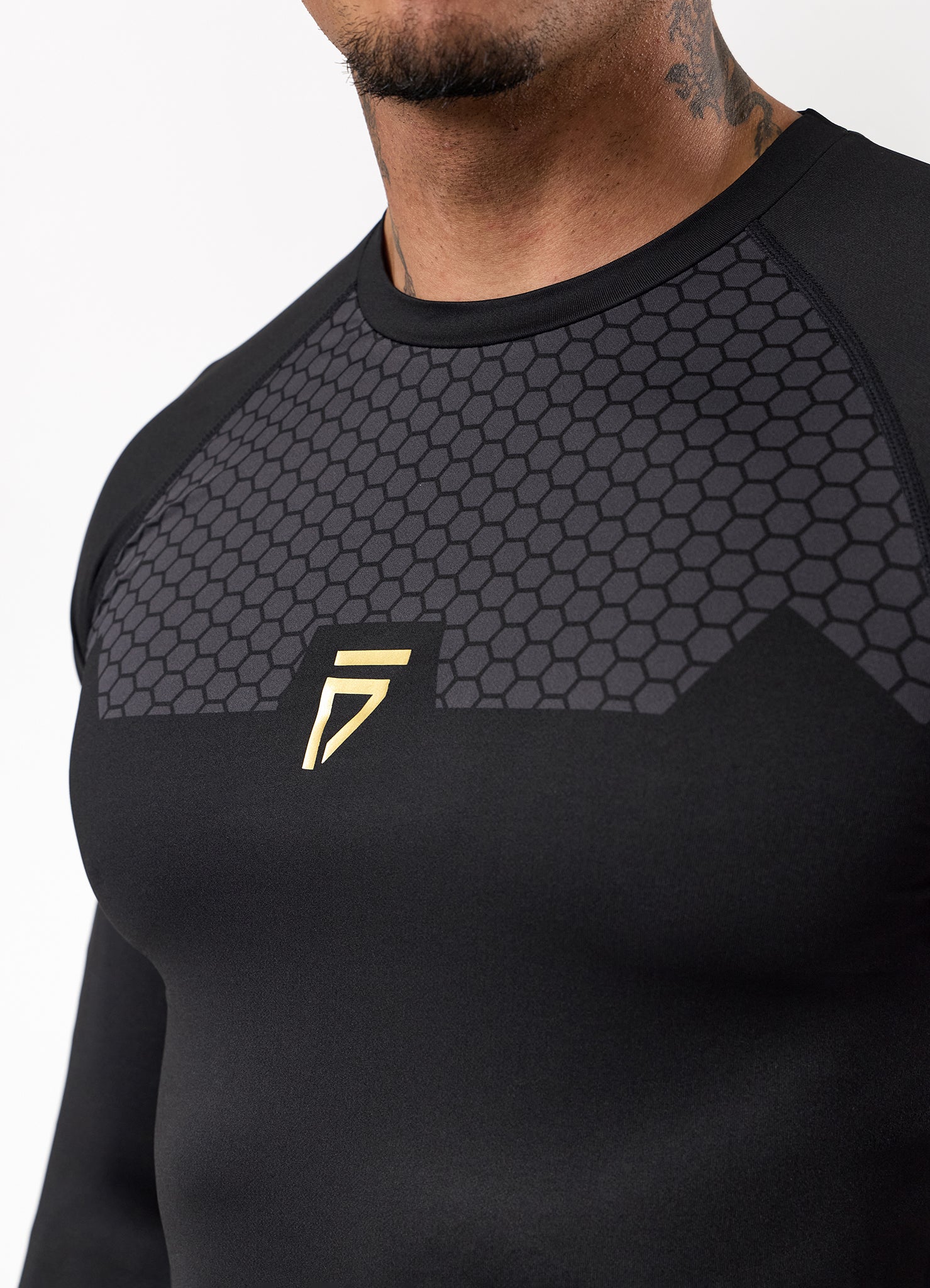 Gym King Fight Division Combat Long Sleeve Rash Guard - Black