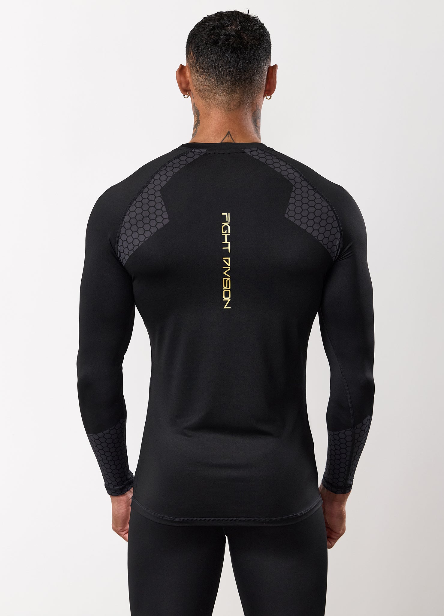 Gym King Fight Division Combat Long Sleeve Rash Guard - Black