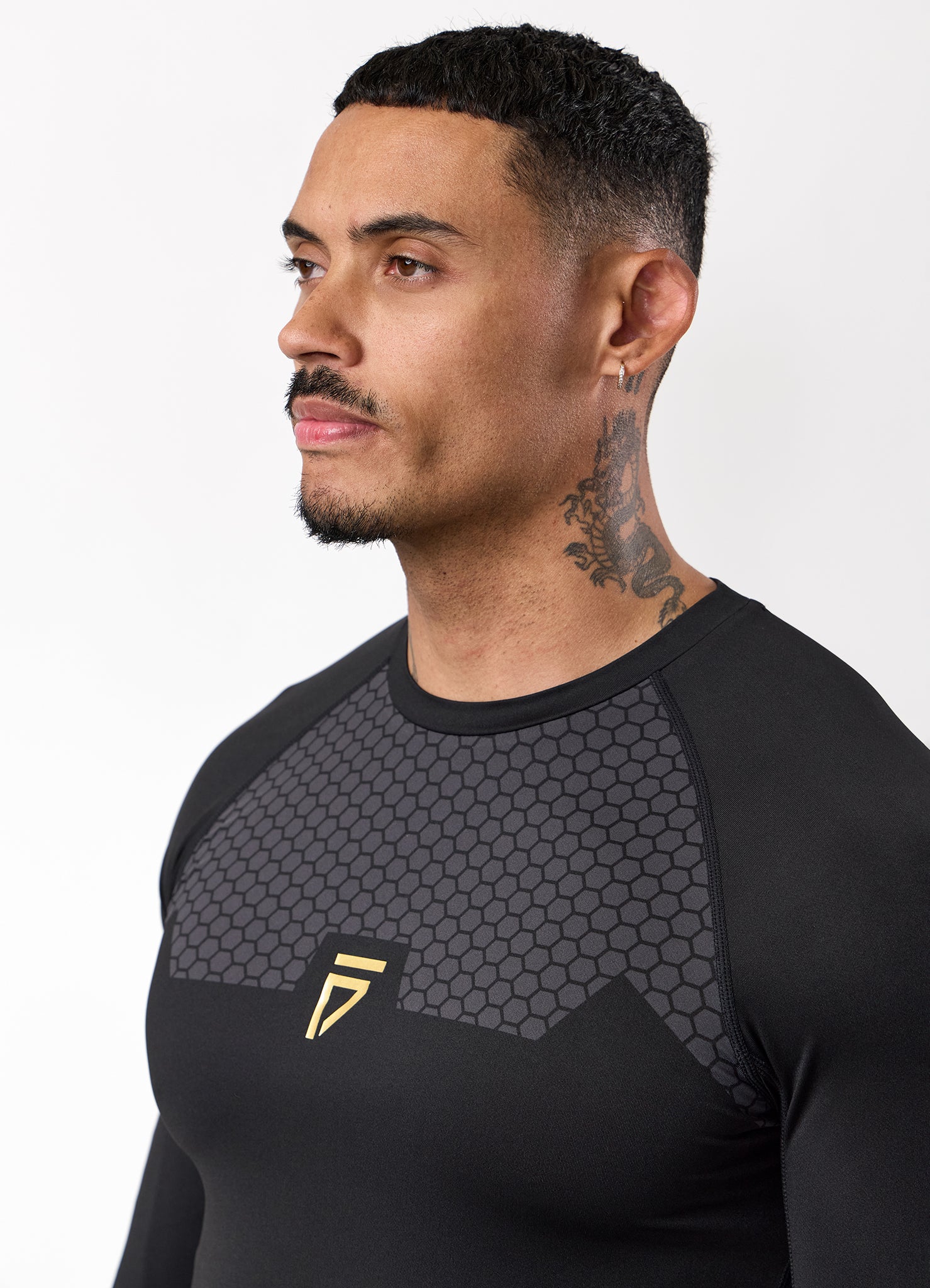 Gym King Fight Division Combat Long Sleeve Rash Guard - Black