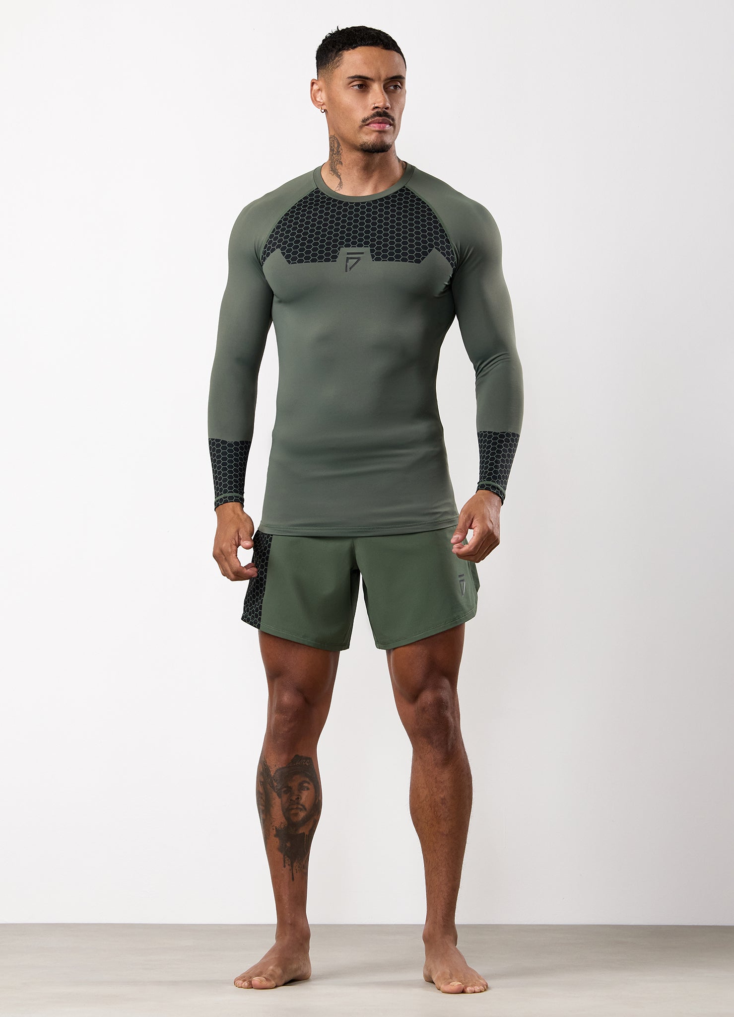 Gym King Fight Division Combat Long Sleeve Rash Guard - Deep Olive