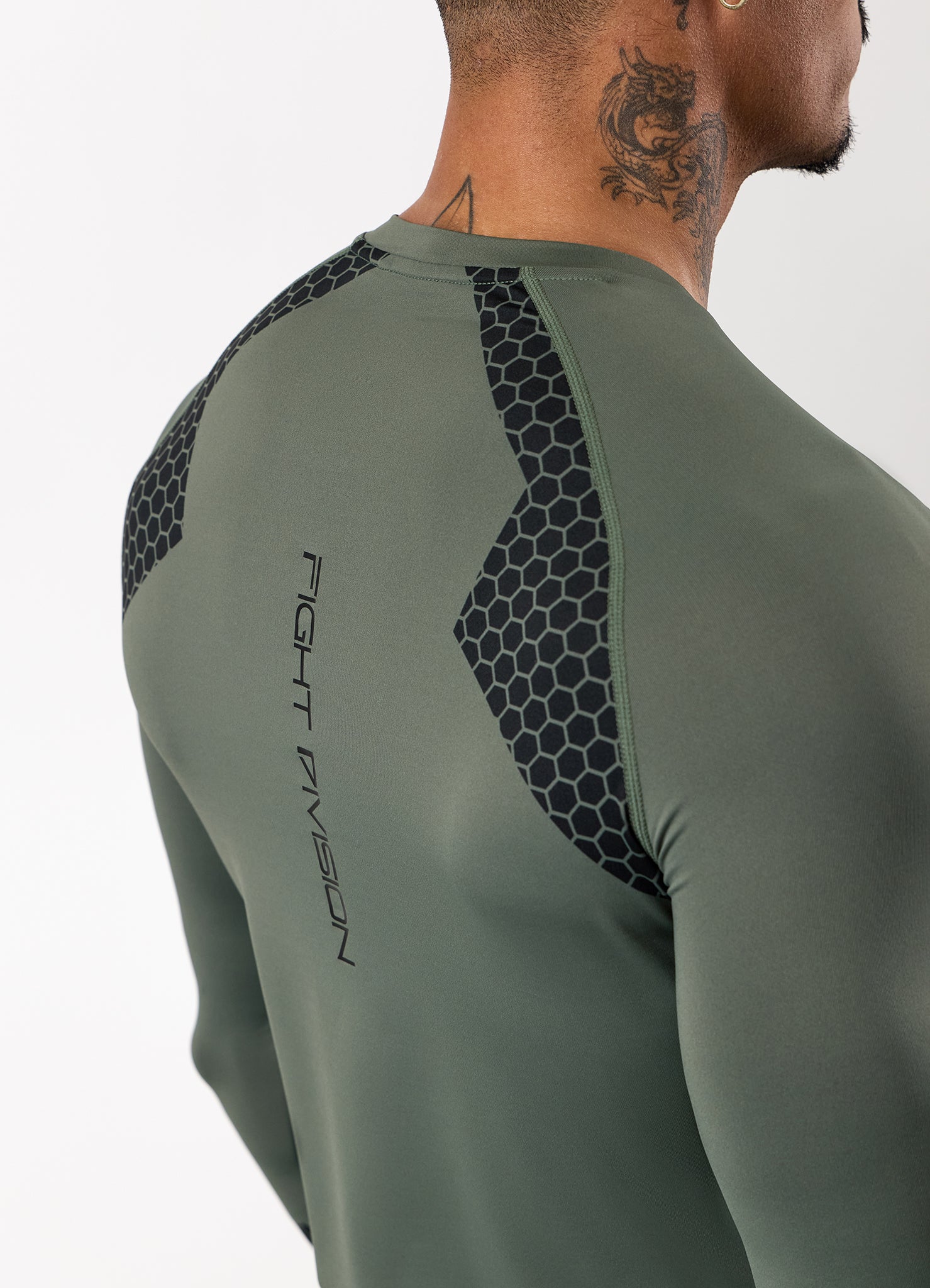 Gym King Fight Division Combat Long Sleeve Rash Guard - Deep Olive