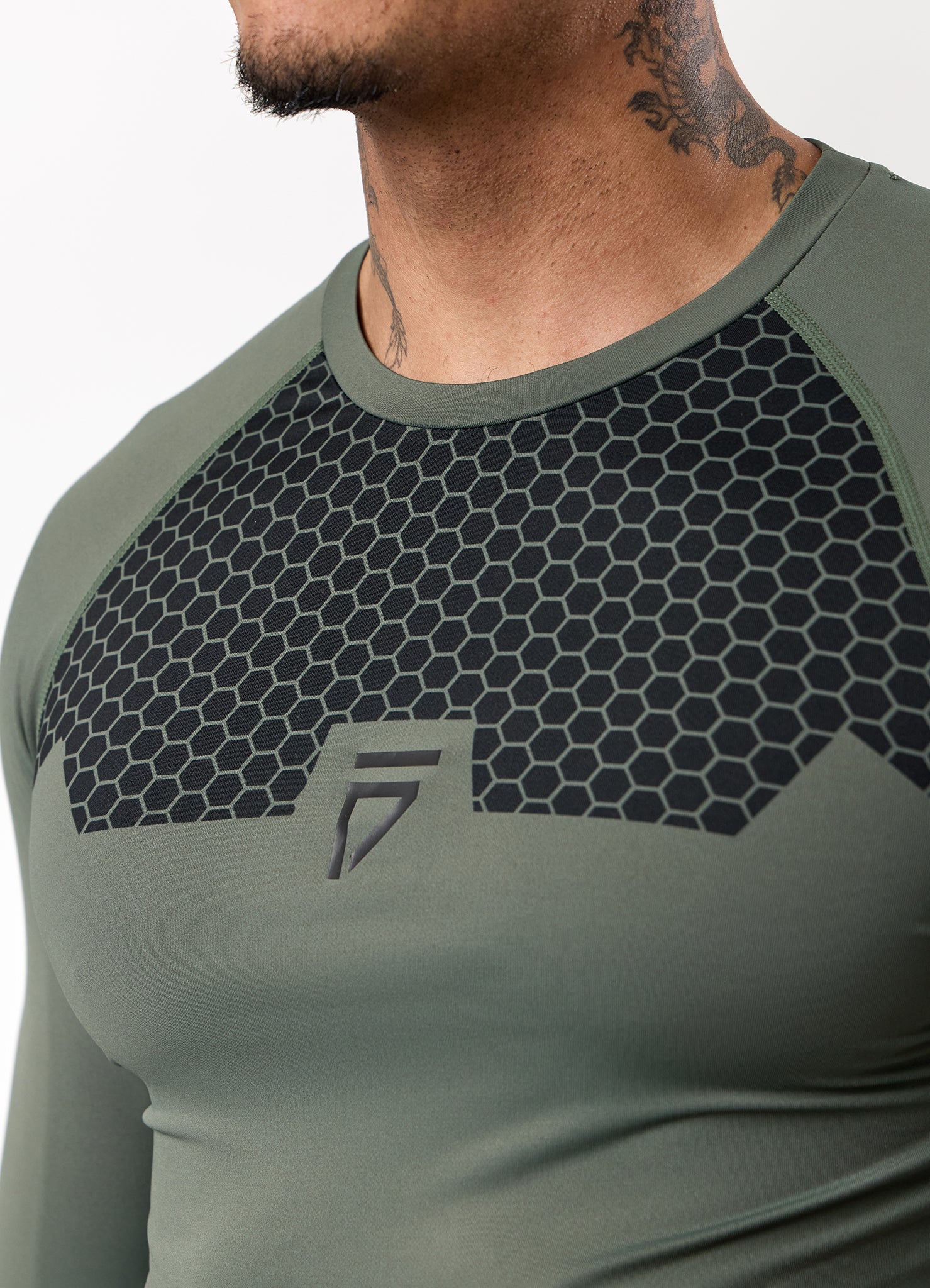 Gym King Fight Division Combat Long Sleeve Rash Guard - Deep Olive