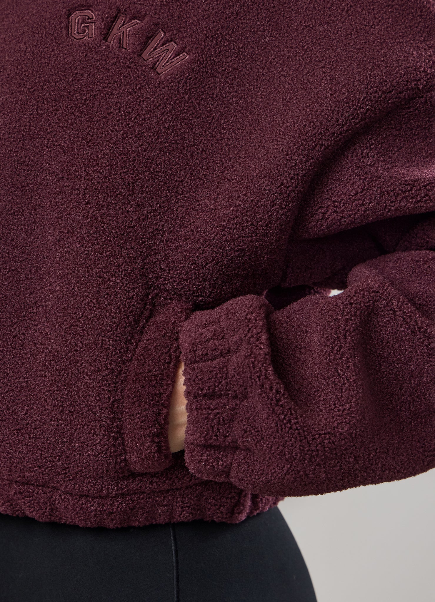 Gym King Cropped Borg Full Zip - Vibrant Fig