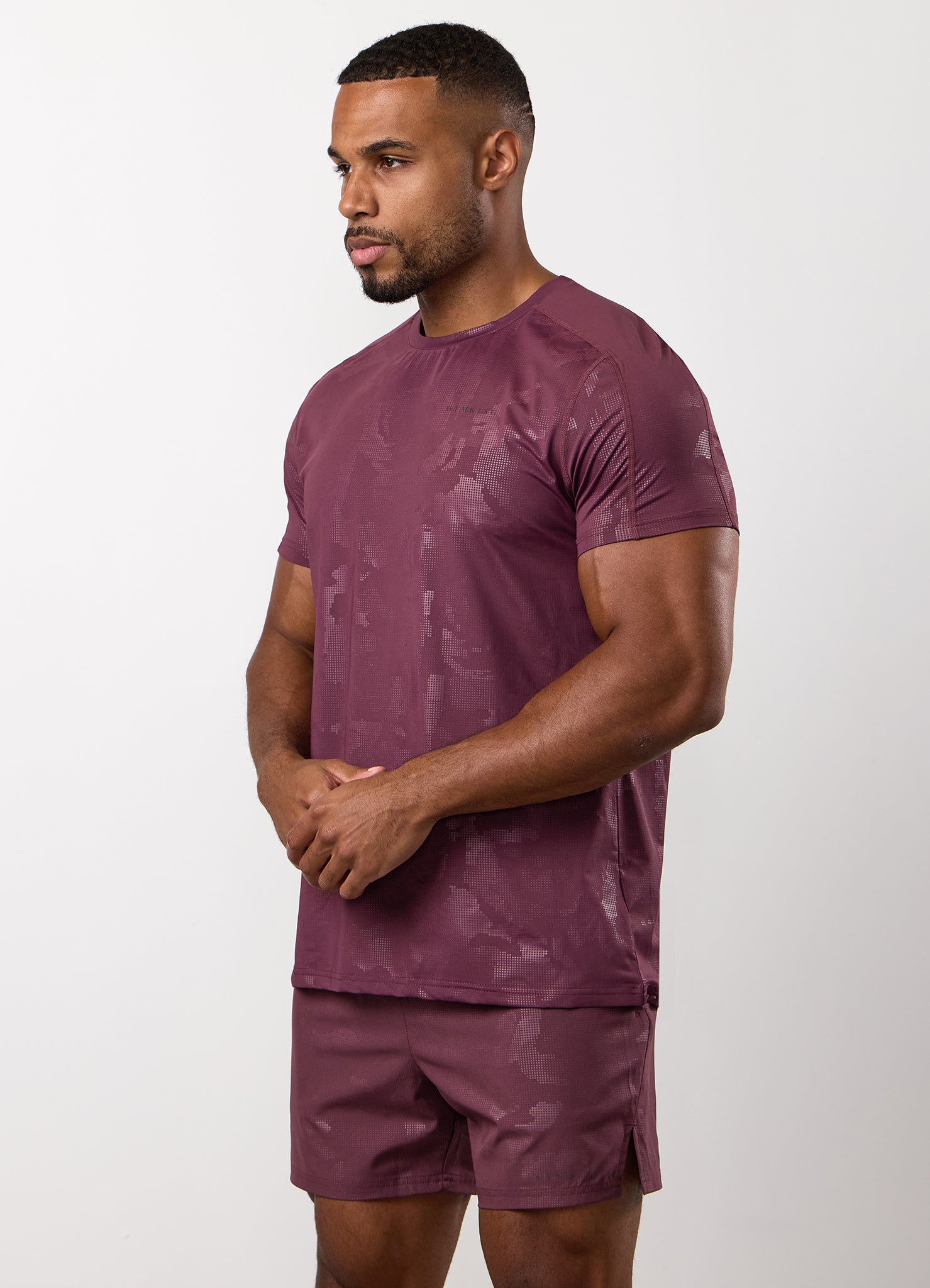 Gym King Debossed Camo Tee - Mulberry