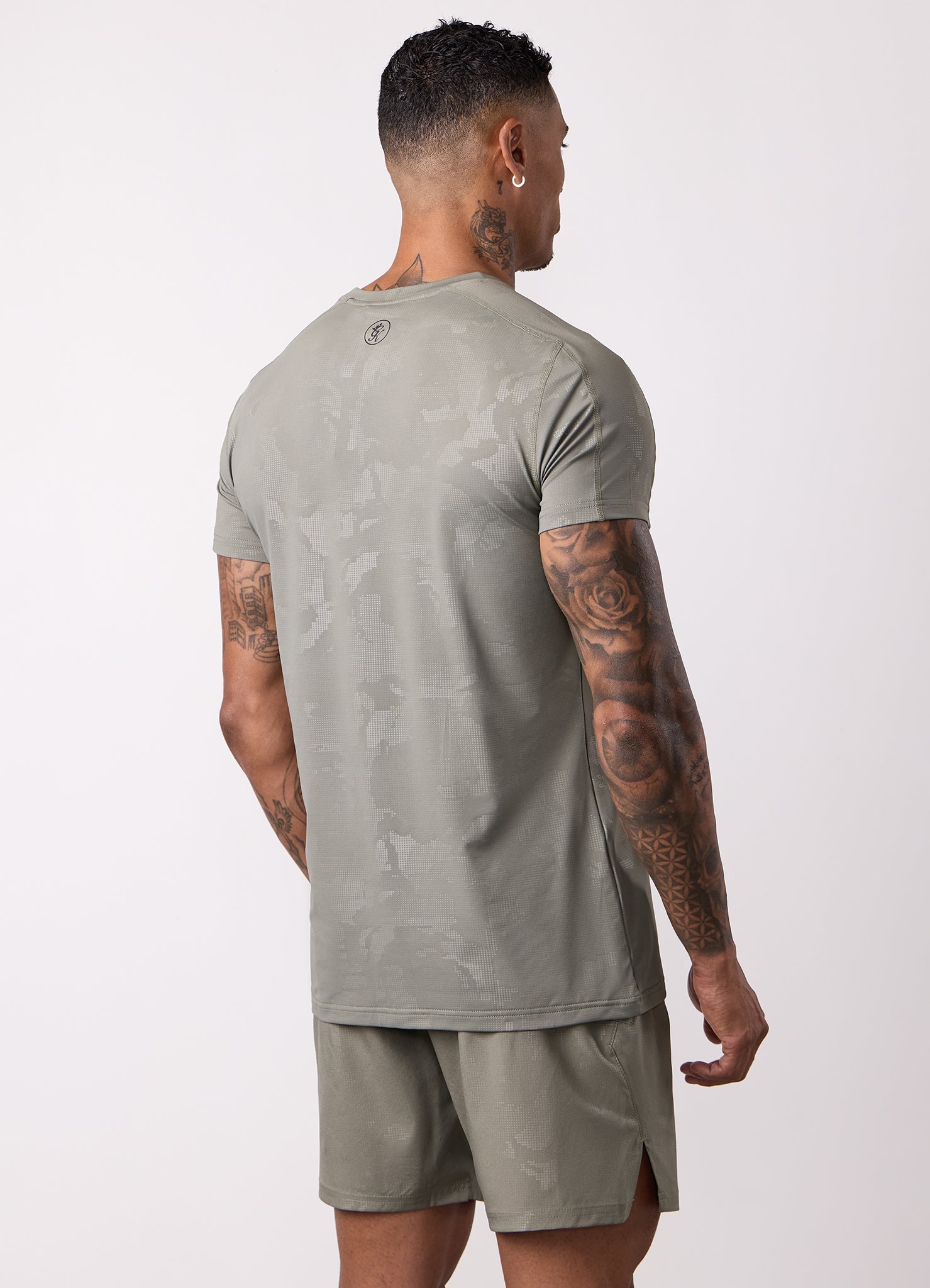 Gym King Debossed Camo Tee - Olive
