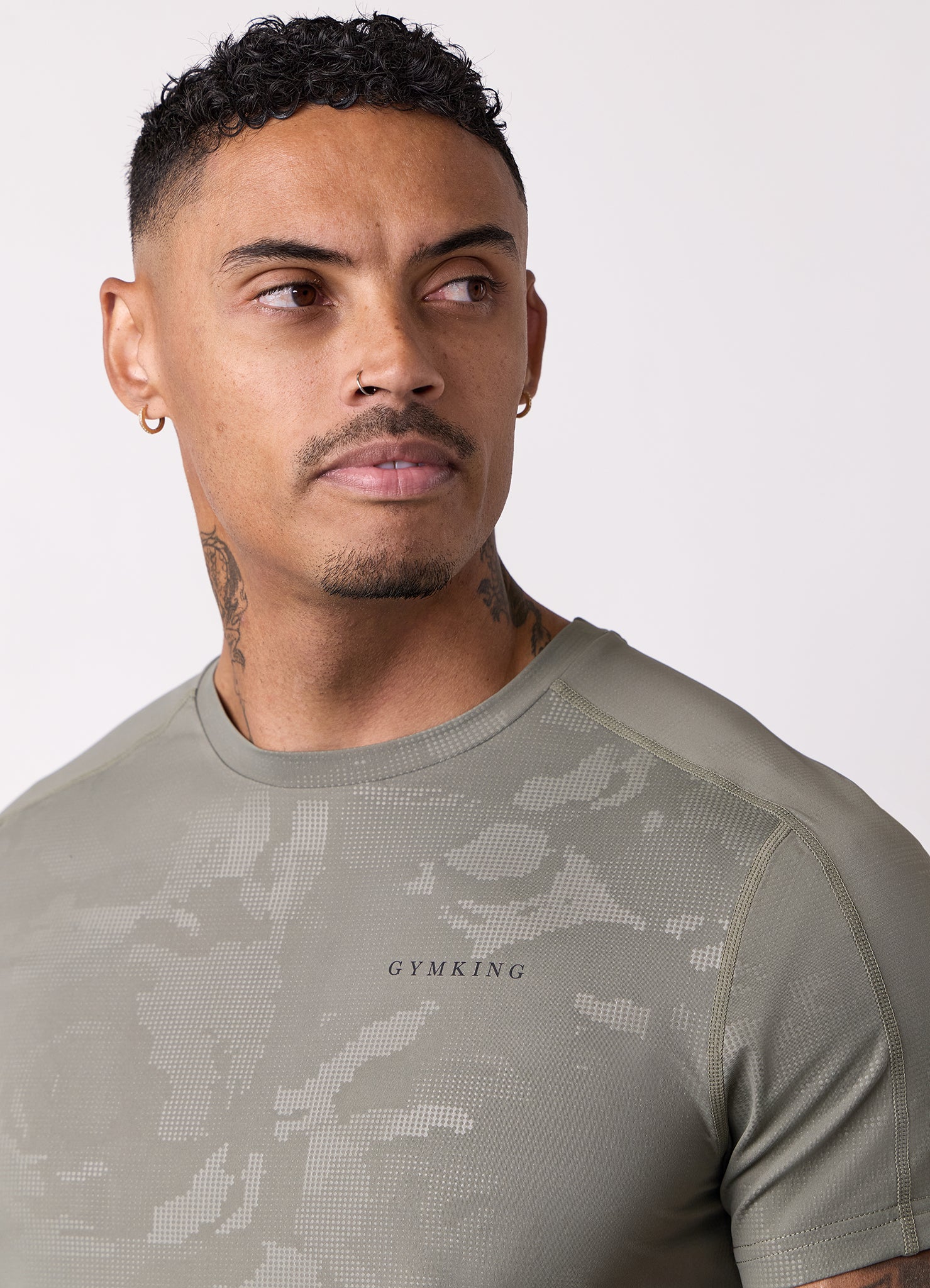 Gym King Debossed Camo Tee - Olive