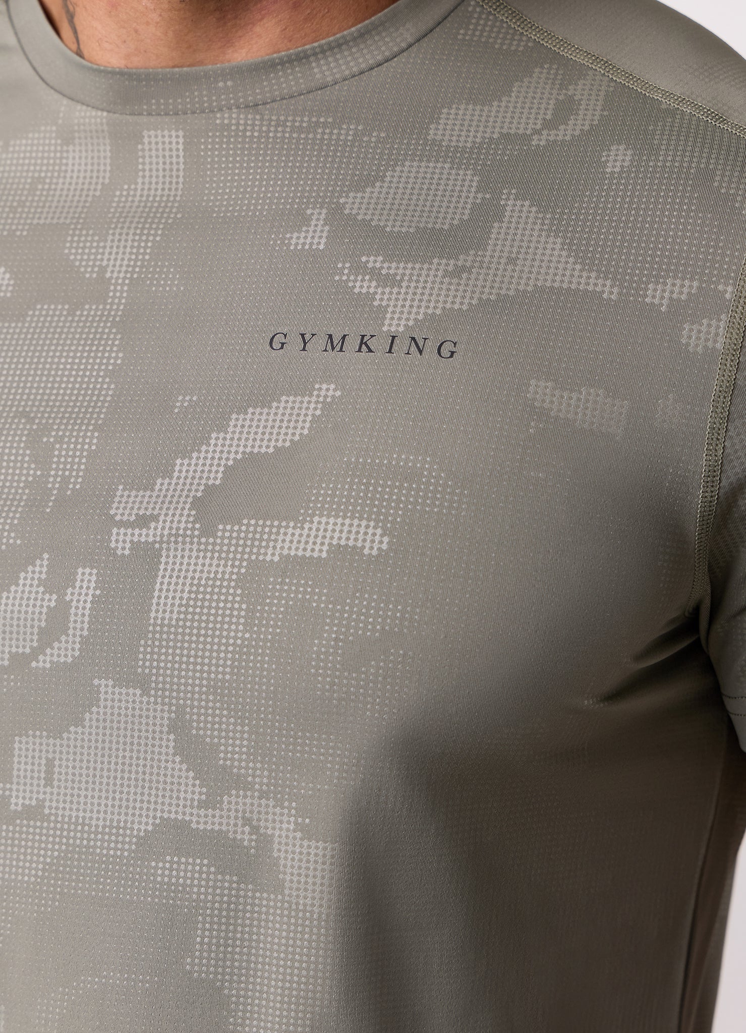 Gym King Debossed Camo Tee - Olive