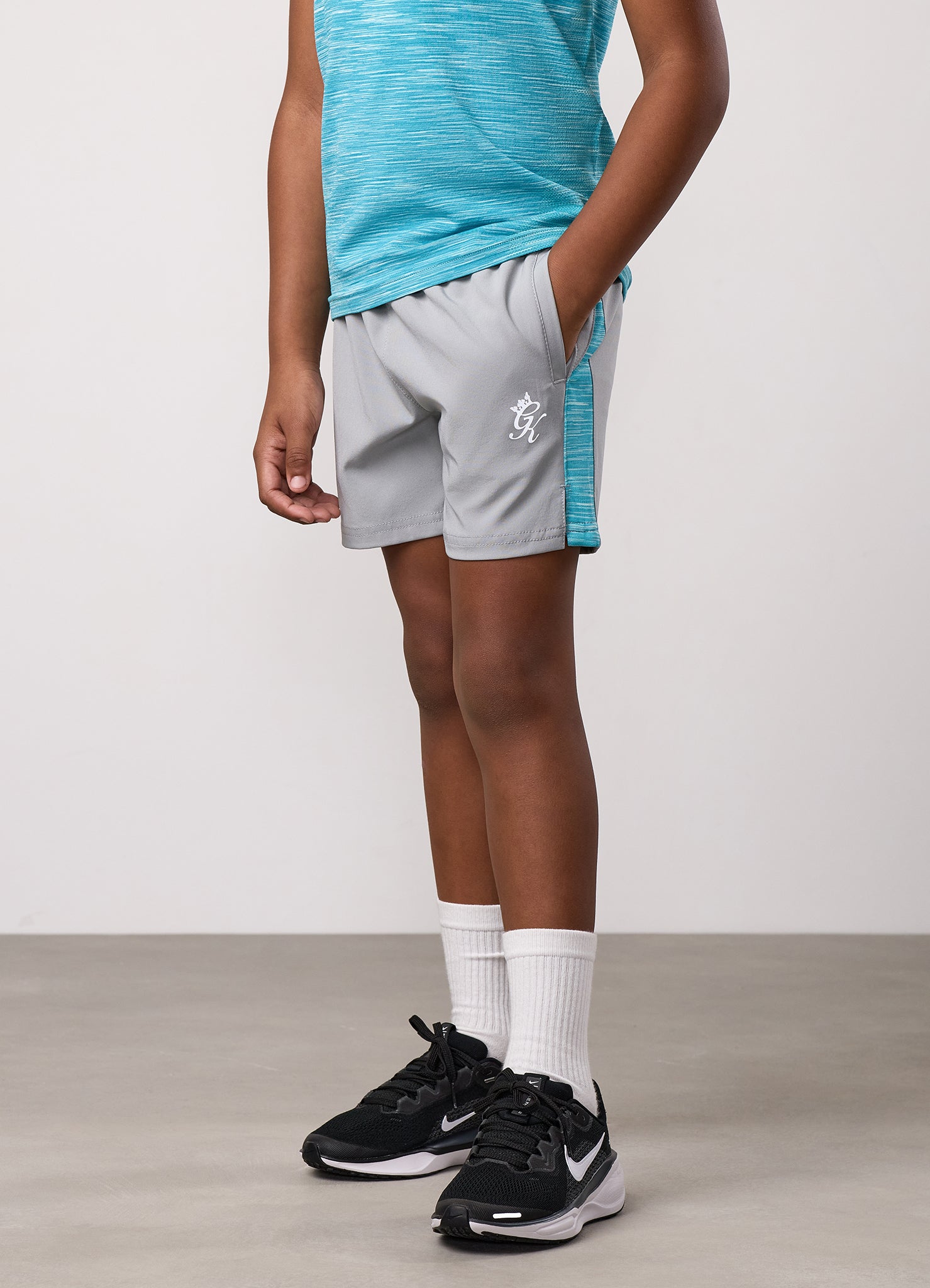 Gym King Kids Energy Space Dye Short - Urban Grey/Ocean Blue Multi