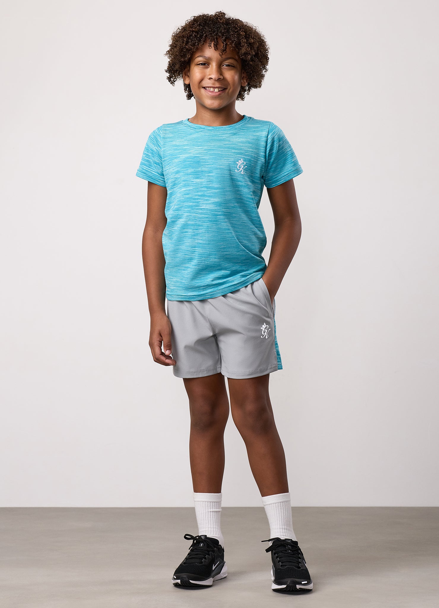 Gym King Kids Energy Space Dye Short - Urban Grey/Ocean Blue Multi