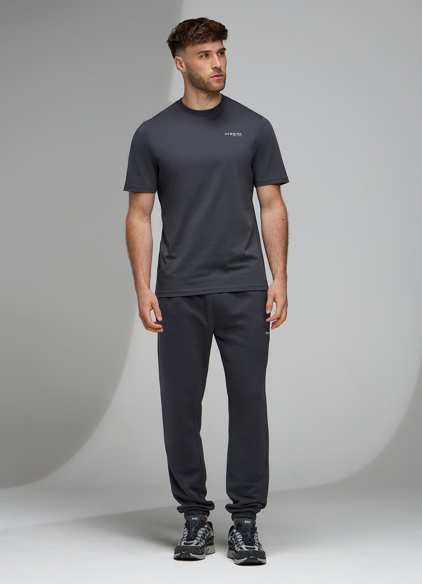 Gym King Established Regular Fit Tee - Pewter/White