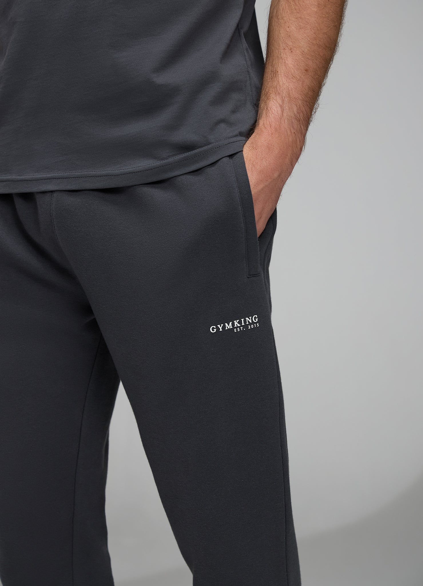Gym King Established Relaxed Fit Jogger - Pewter/White