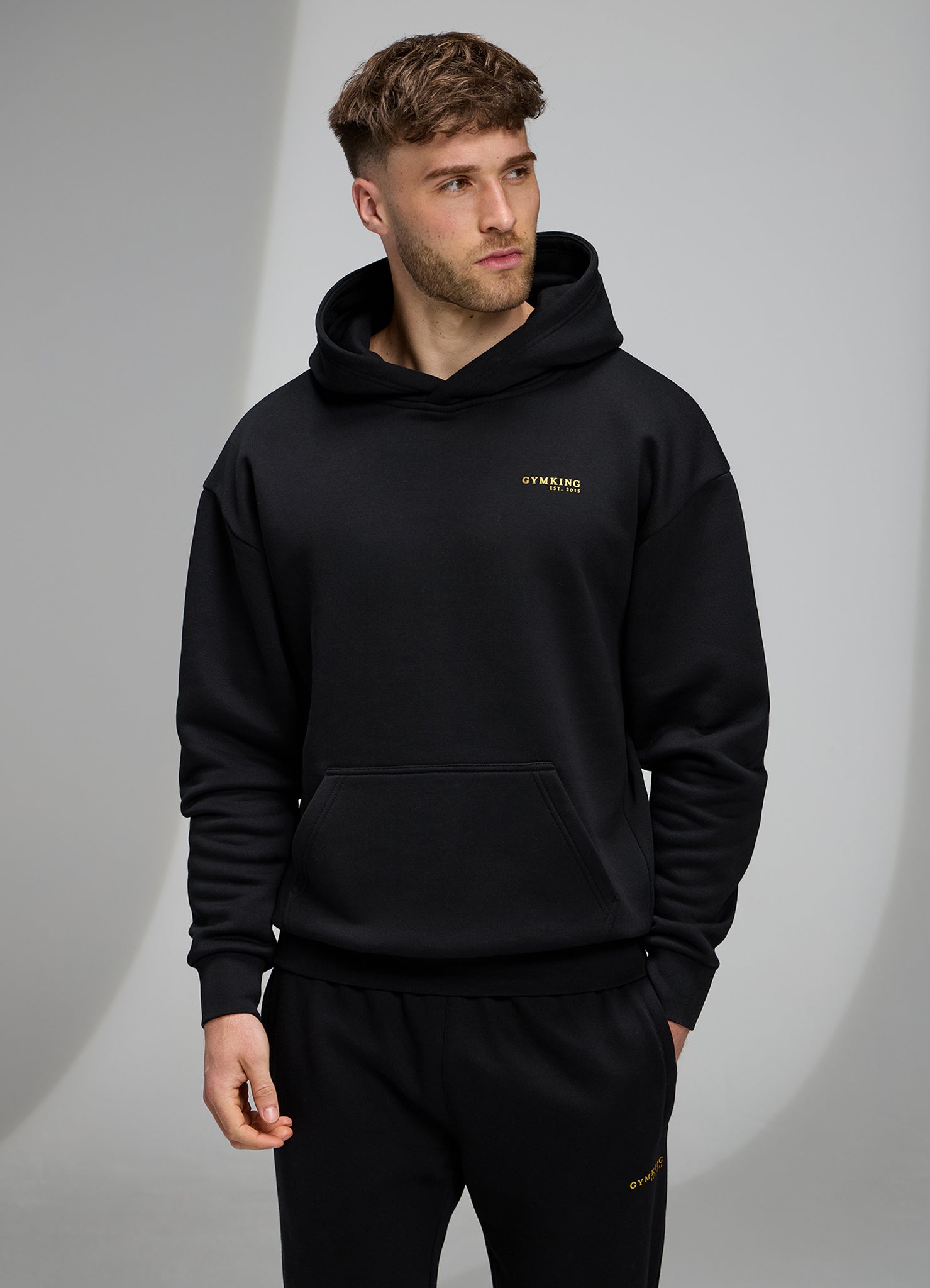 Gym King Established Relaxed Fit Hood - Black/Gold
