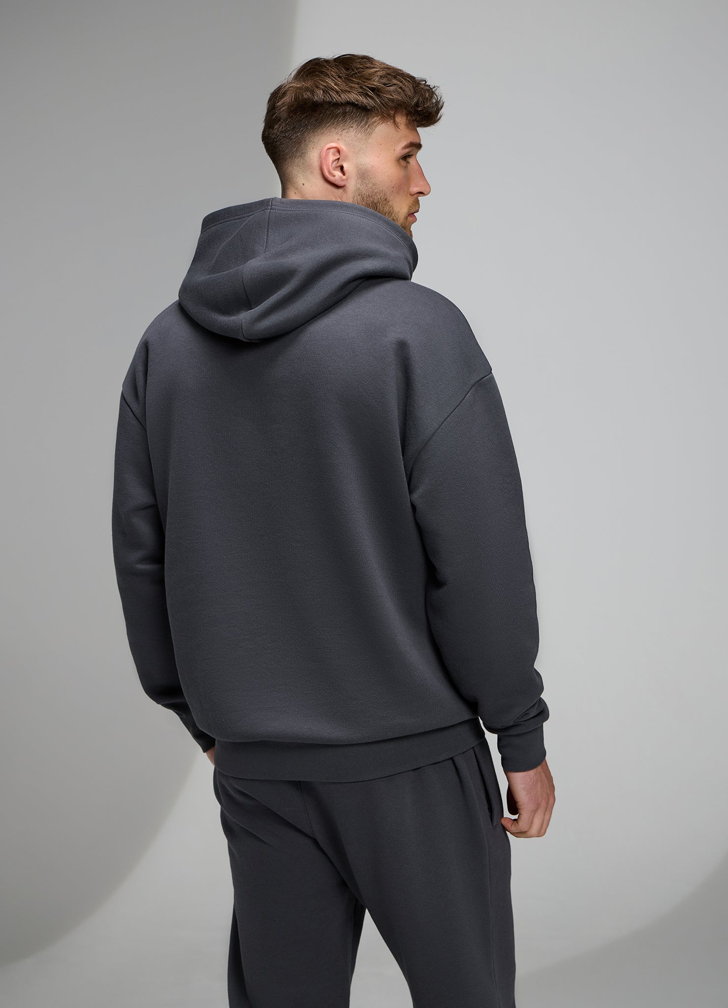 Gym King Established Relaxed Fit Hood - Pewter/White