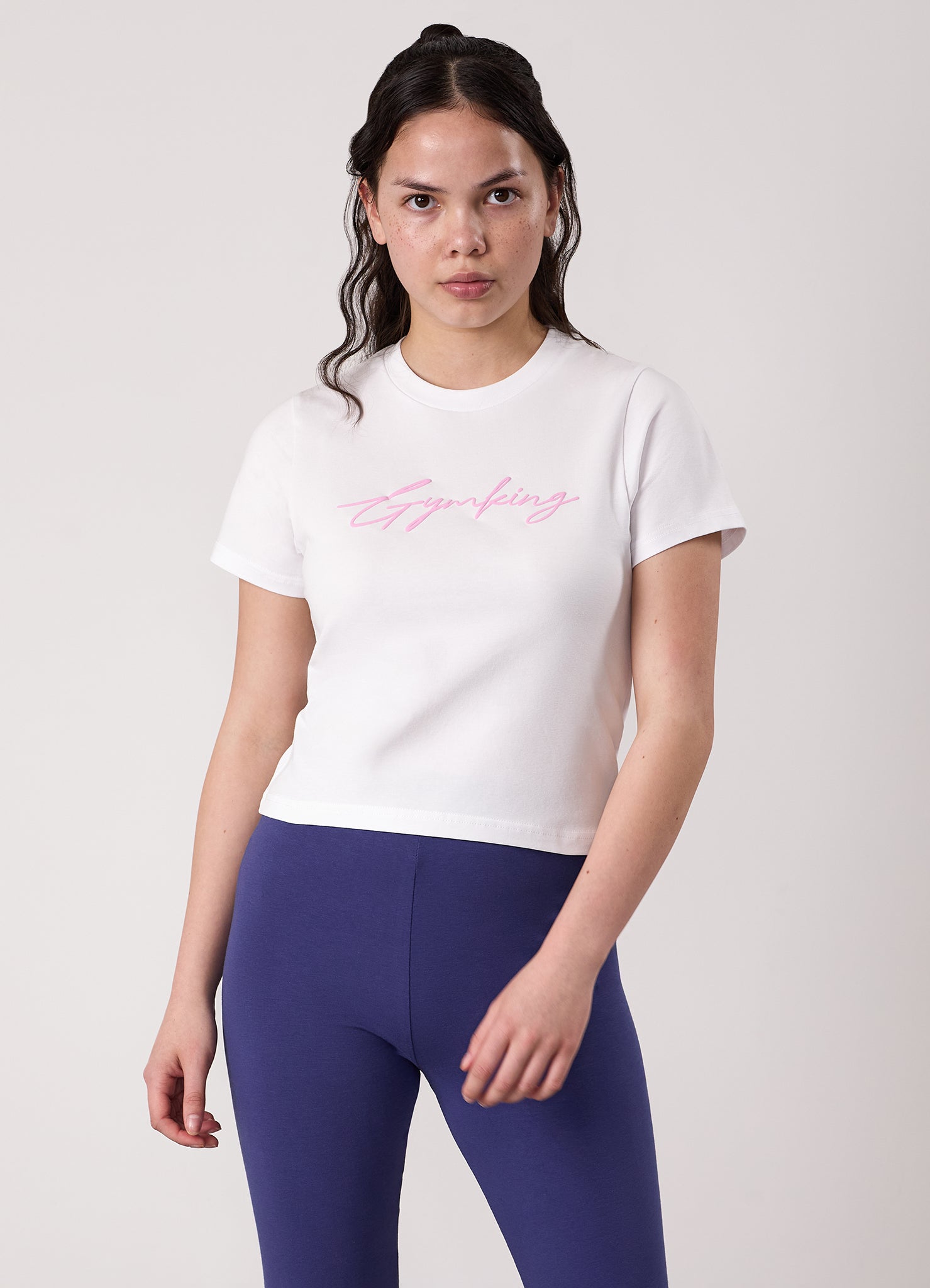 Gym King Kids Script Jersey Fitted Tee - White