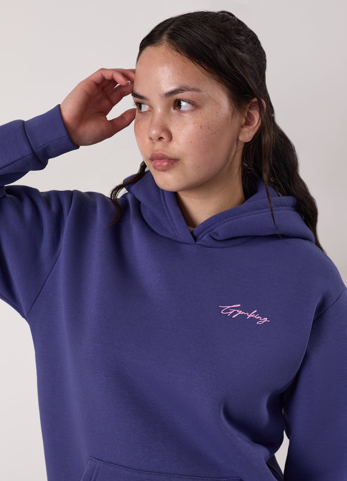 Gym King Kids Script Oversized Hood - Starlight Blue